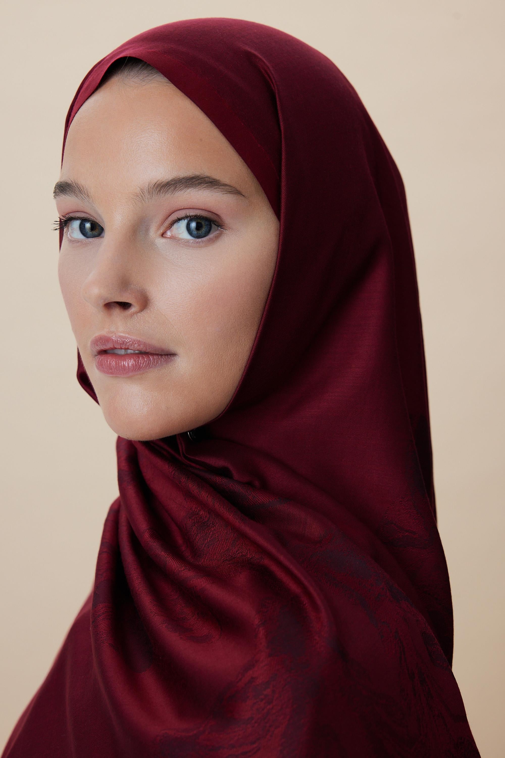 JADE MODAL İPEK JAKARLI ŞAL 70*200 CM - BORDO