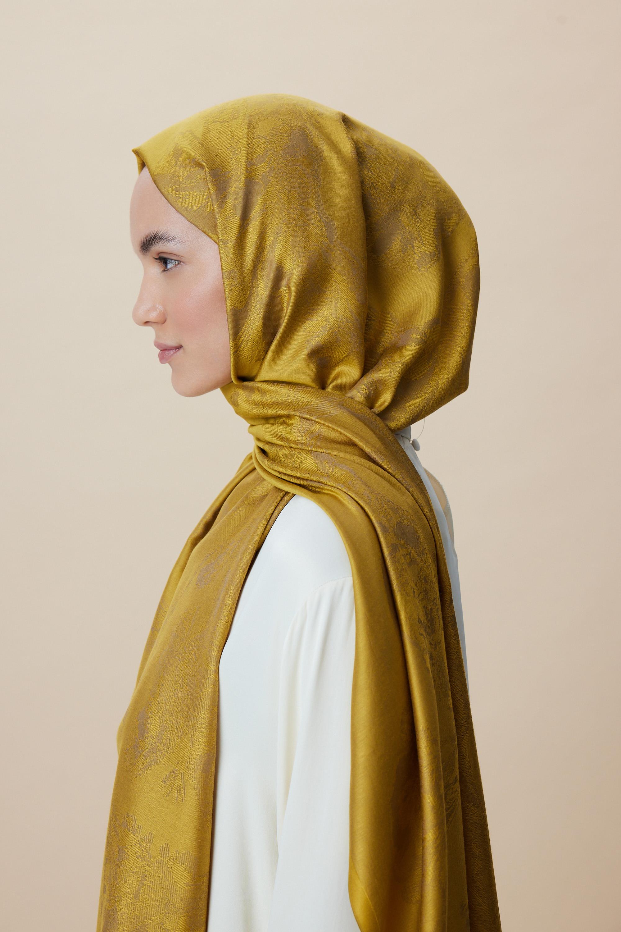 JADE MODAL İPEK JAKARLI ŞAL 70*200 CM - GOLD