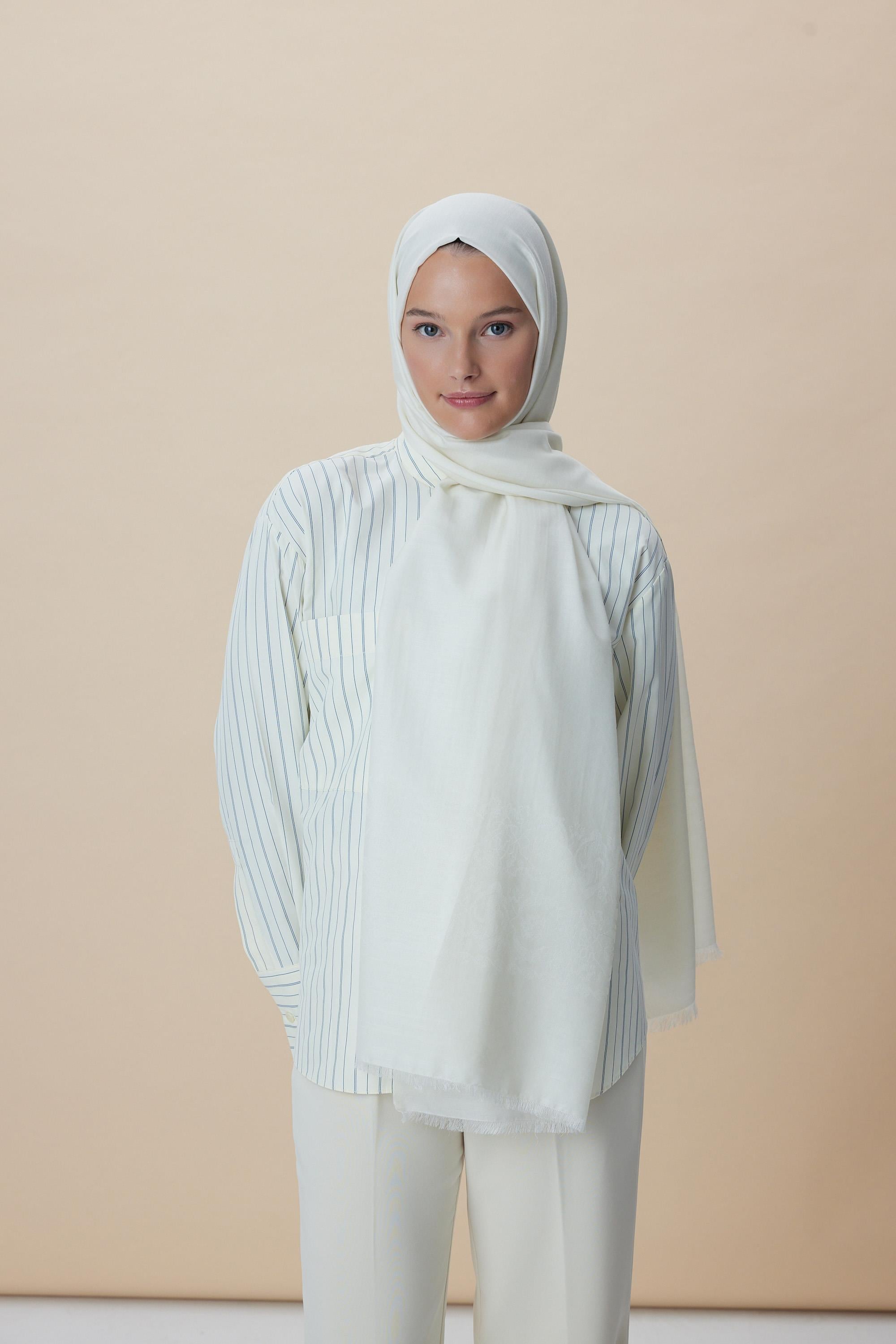 JADE MODAL İPEK JAKARLI ŞAL 70*200 CM - TAŞ