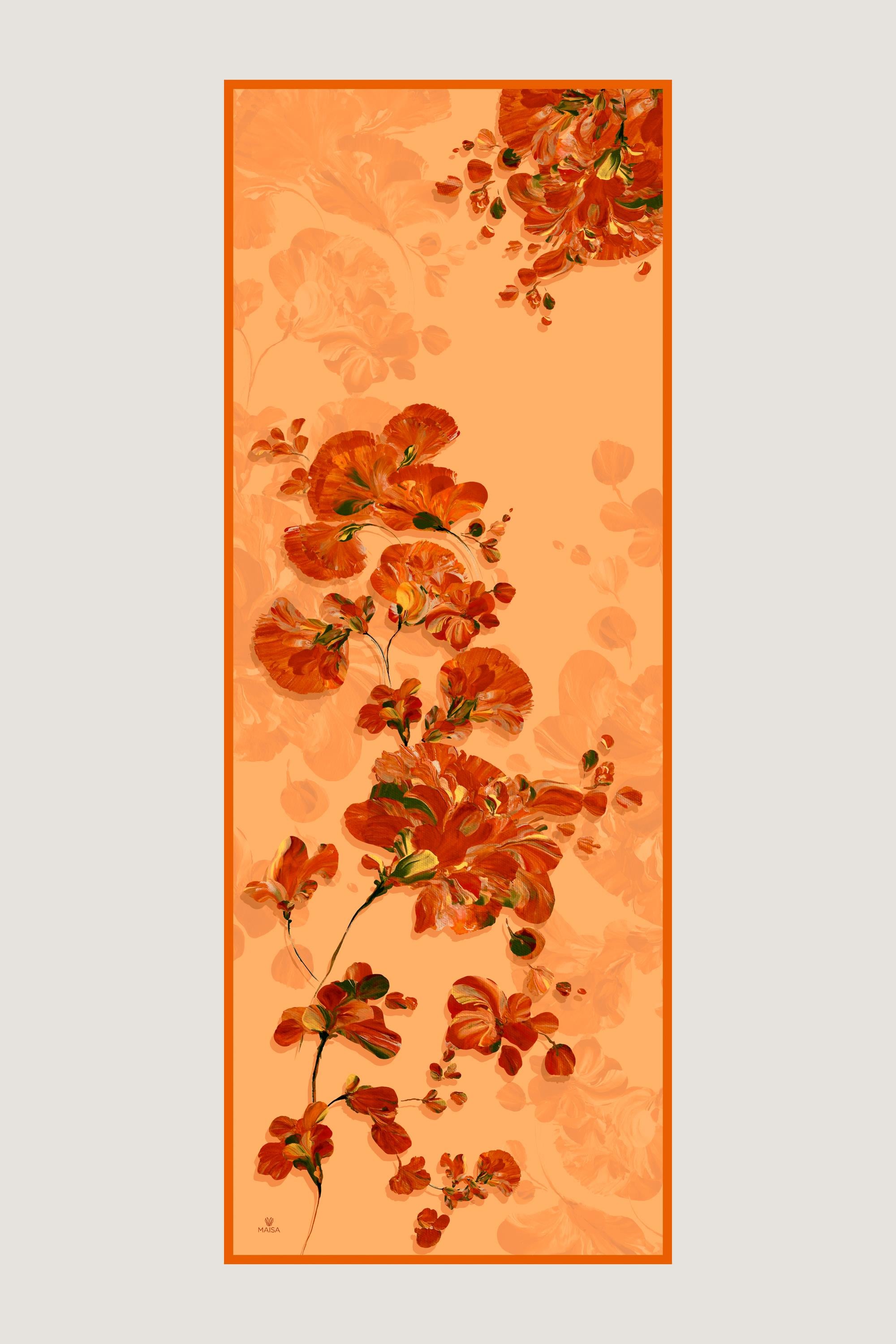 KEHRİBAR KREP İPEK ŞAL 70*190 CM - TURUNCU