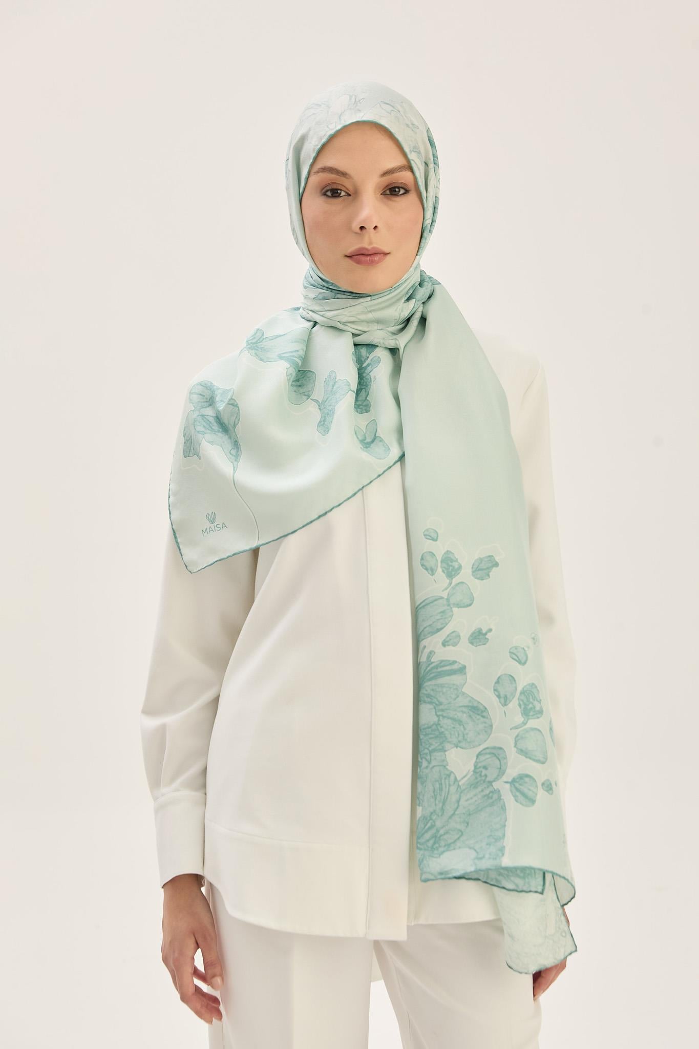KEHRİBAR PAMUK İPEK ŞAL 70*190 CM - MİNT YEŞİLİ