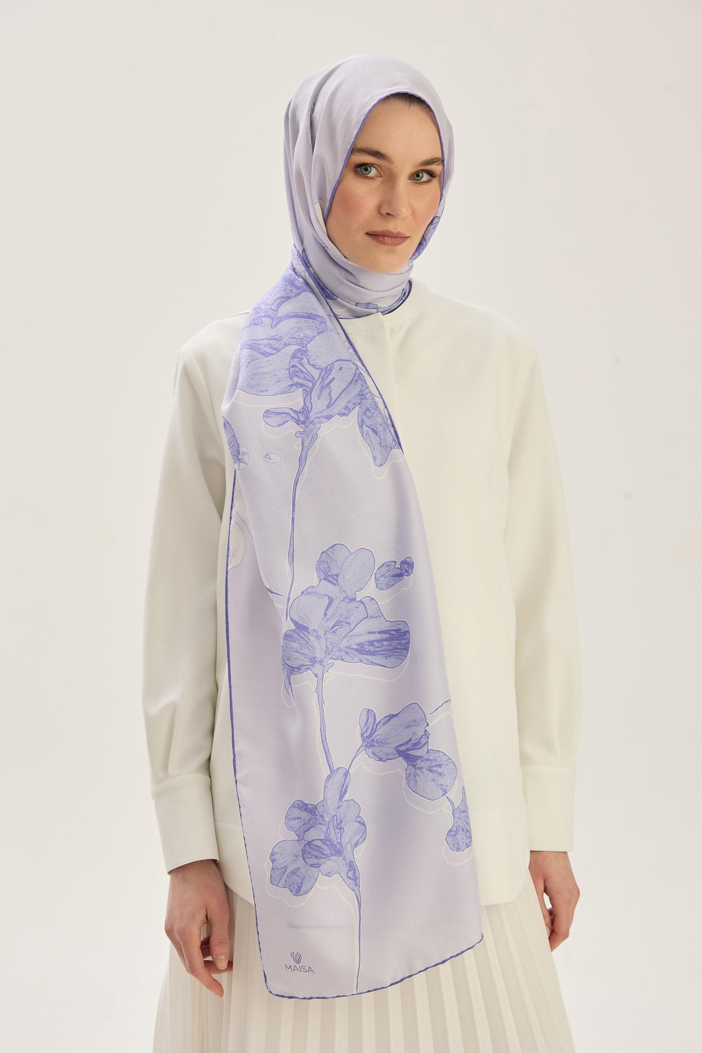 KEHRİBAR PAMUK İPEK ŞAL 70*190 CM - MOR