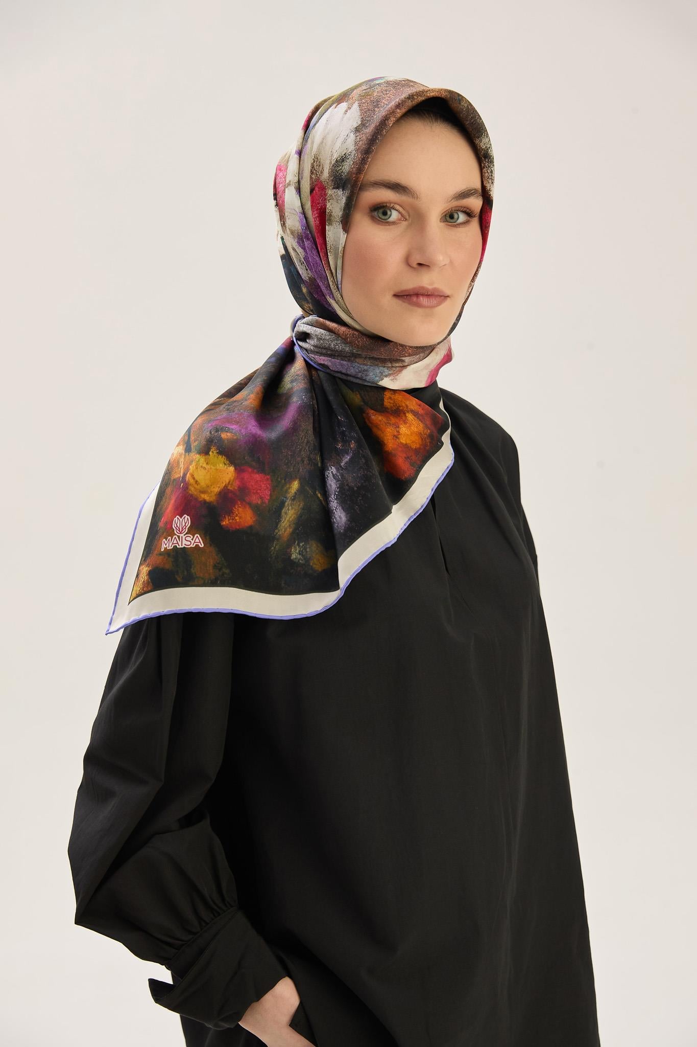 LADEN SURA İPEK EŞARP 90*90 CM - LİLA