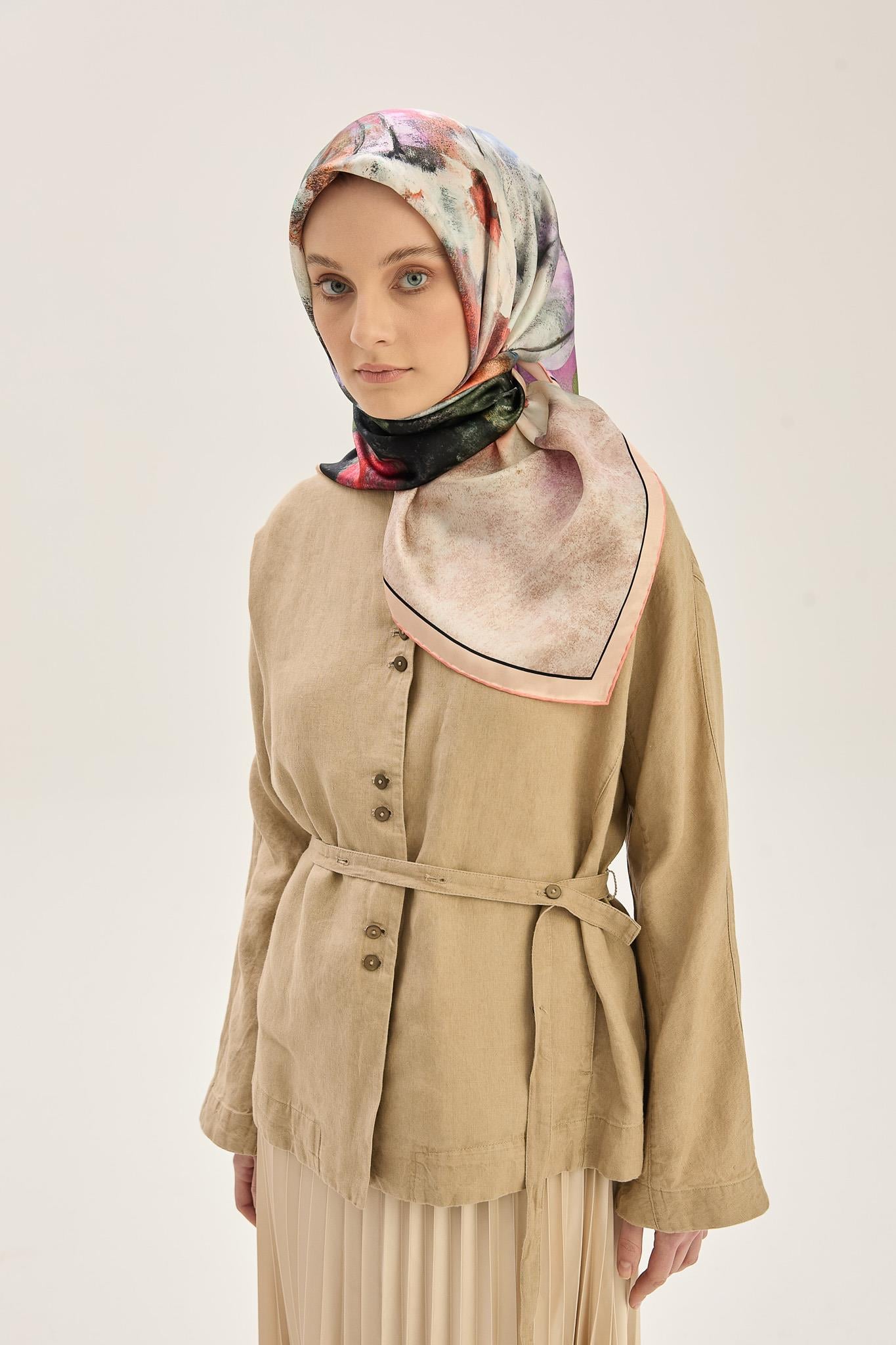 LADEN SURA İPEK EŞARP 90*90 CM - SOMON