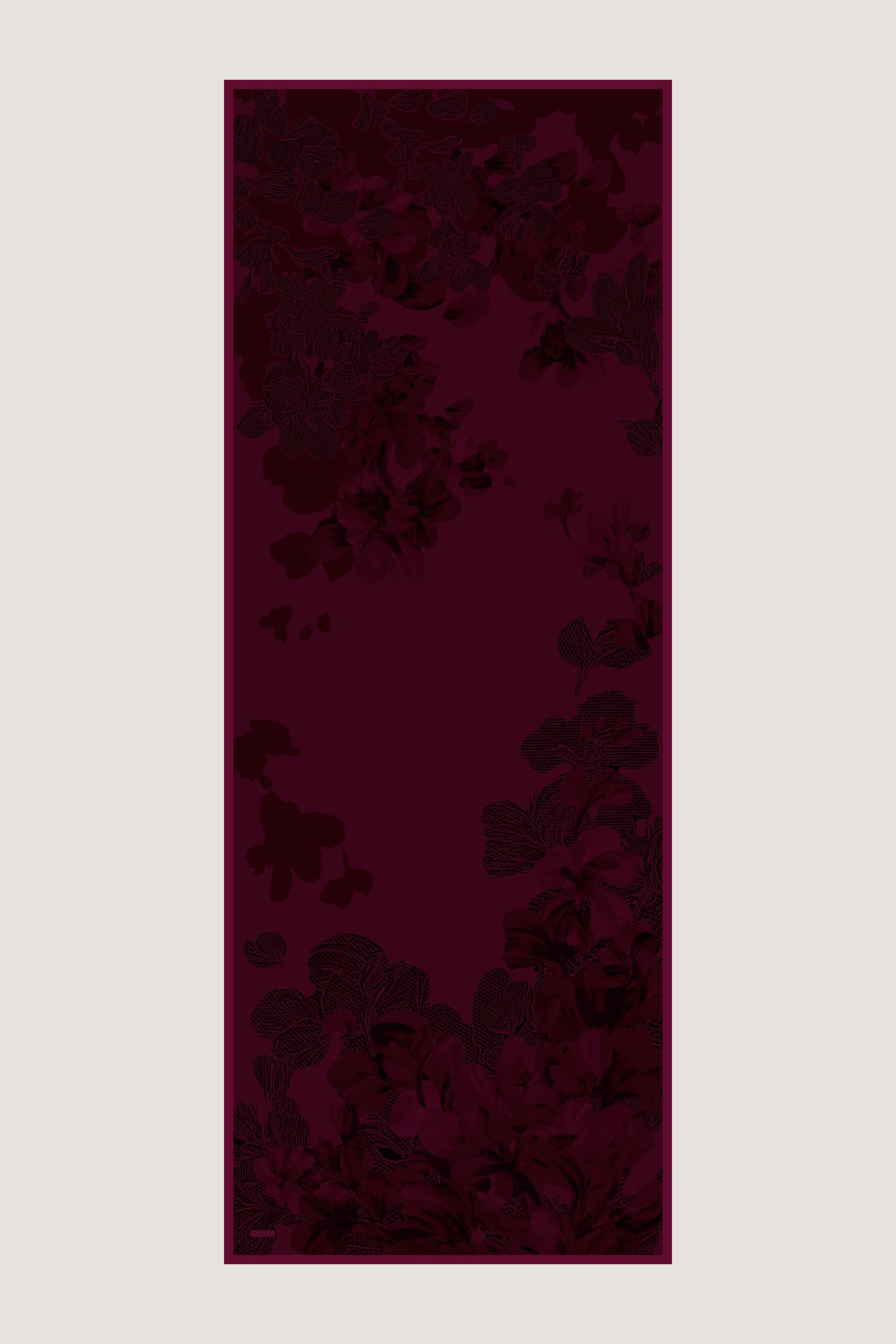 LAL PAMUK İPEK ŞAL 70*190 CM - MÜRDÜM