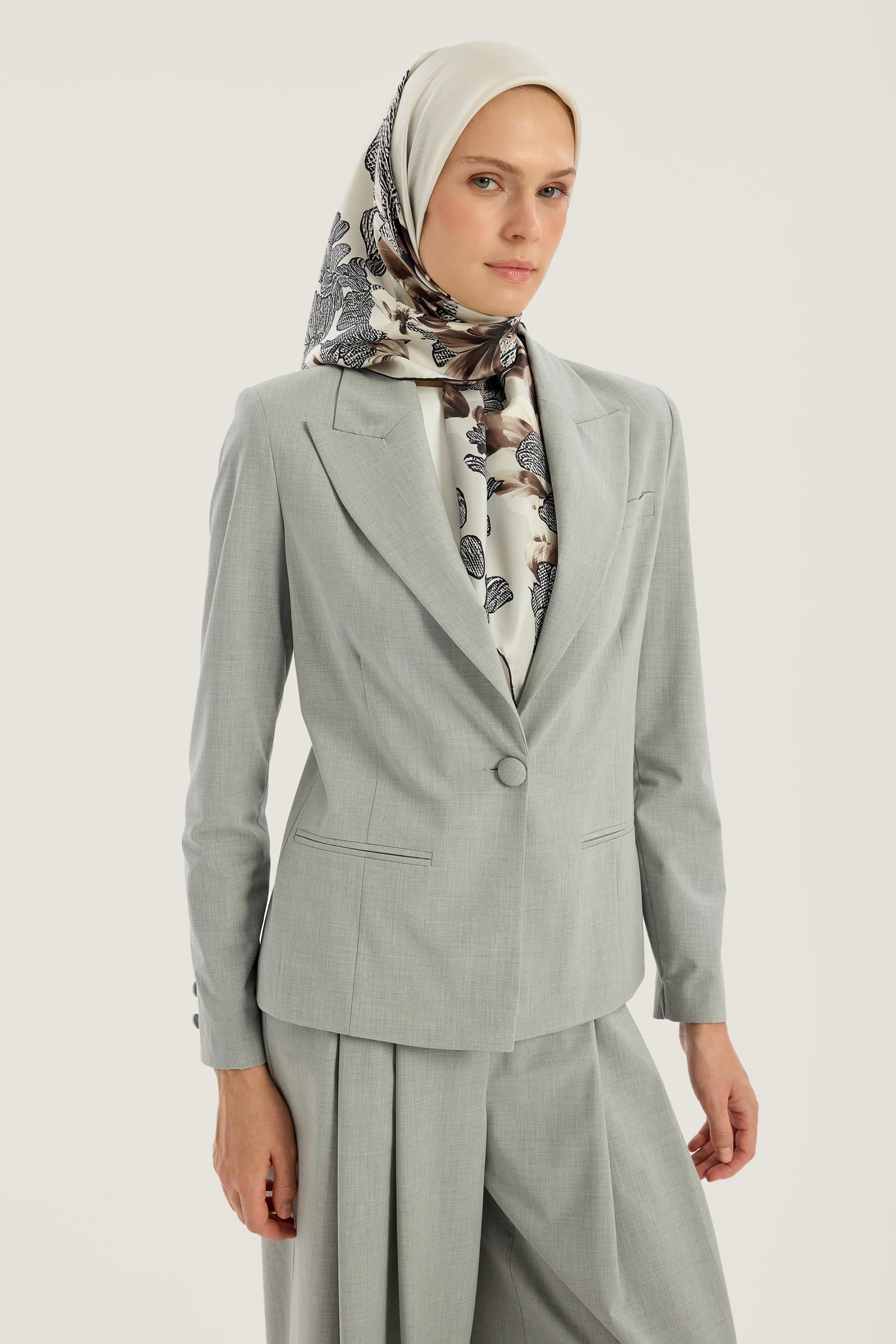 LAL TİVİL İPEK EŞARP 90*90 CM - EKRU