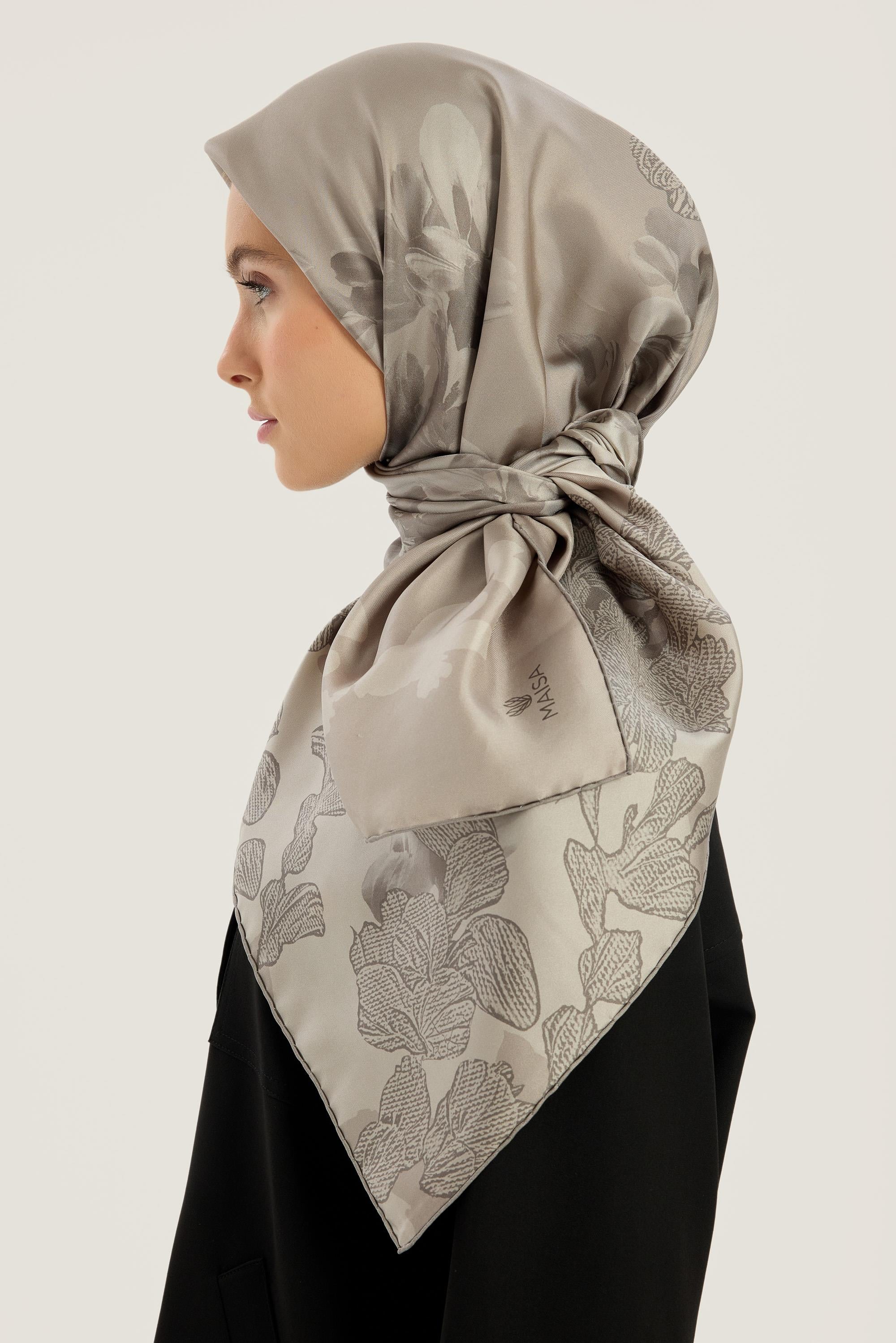 LAL TİVİL İPEK EŞARP 90*90 CM - VİZON