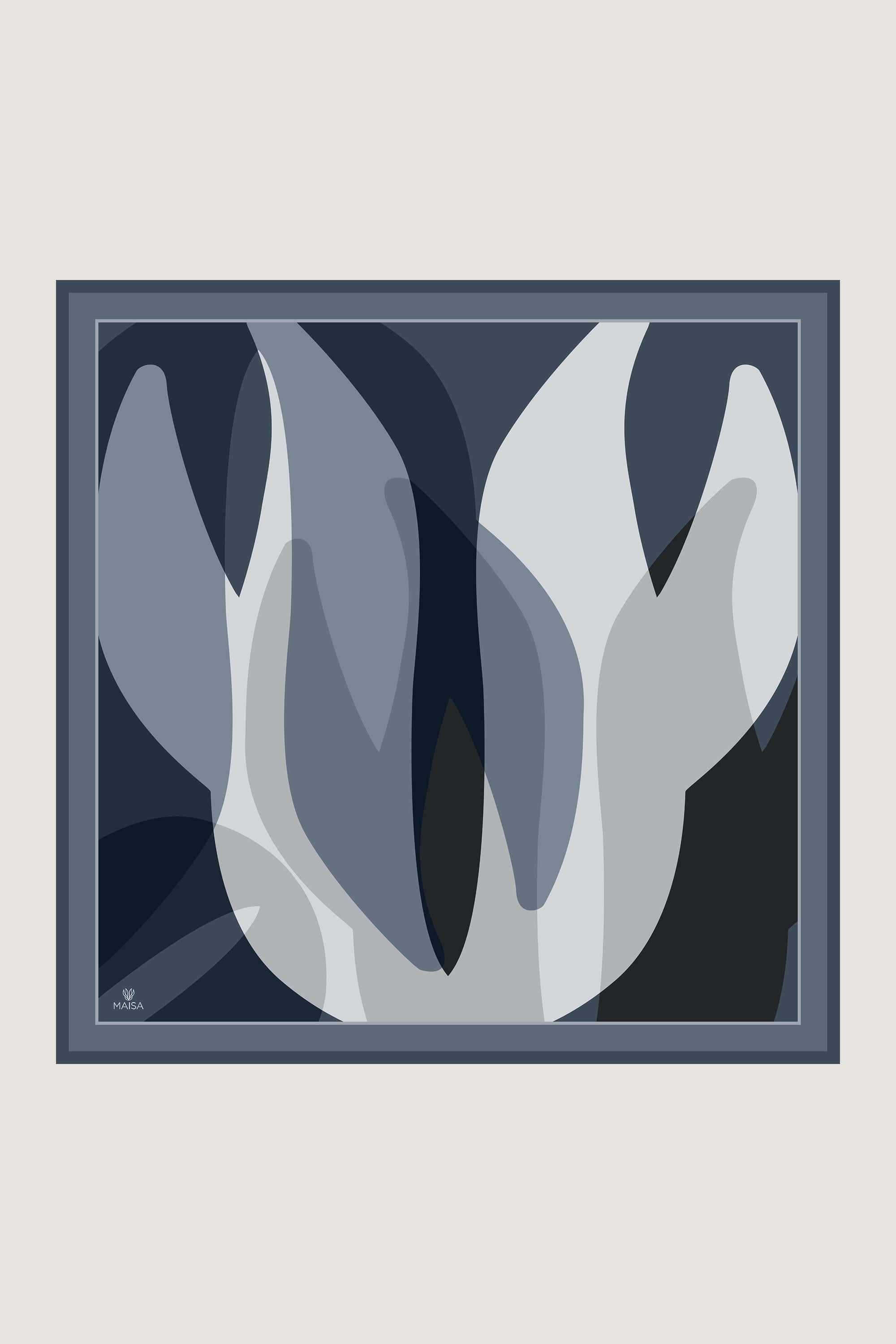 LALE TİVİL İPEK EŞARP 90*90 CM - ANTRASİT