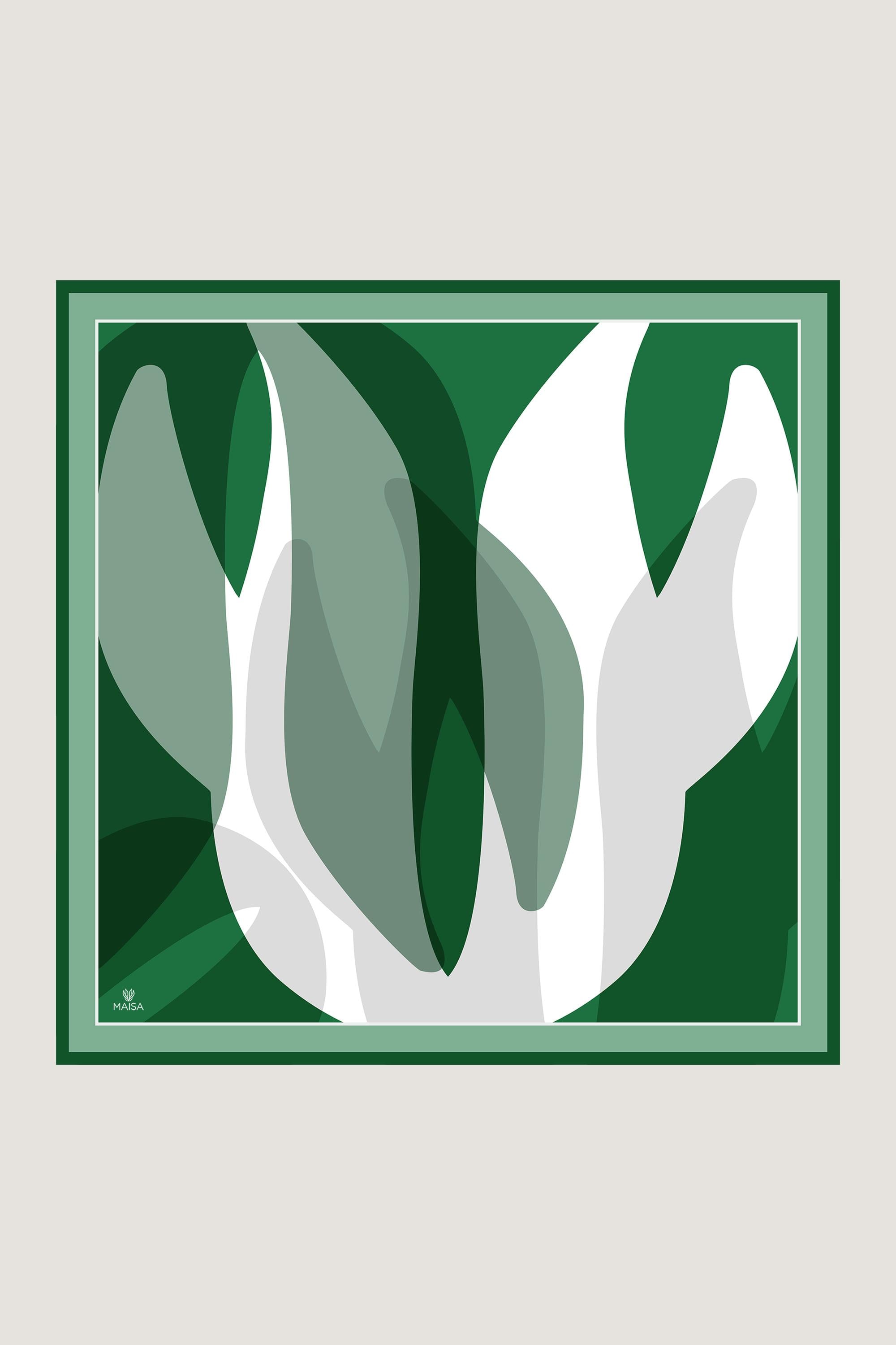 LALE TİVİL İPEK EŞARP 90*90 CM - YEŞİL