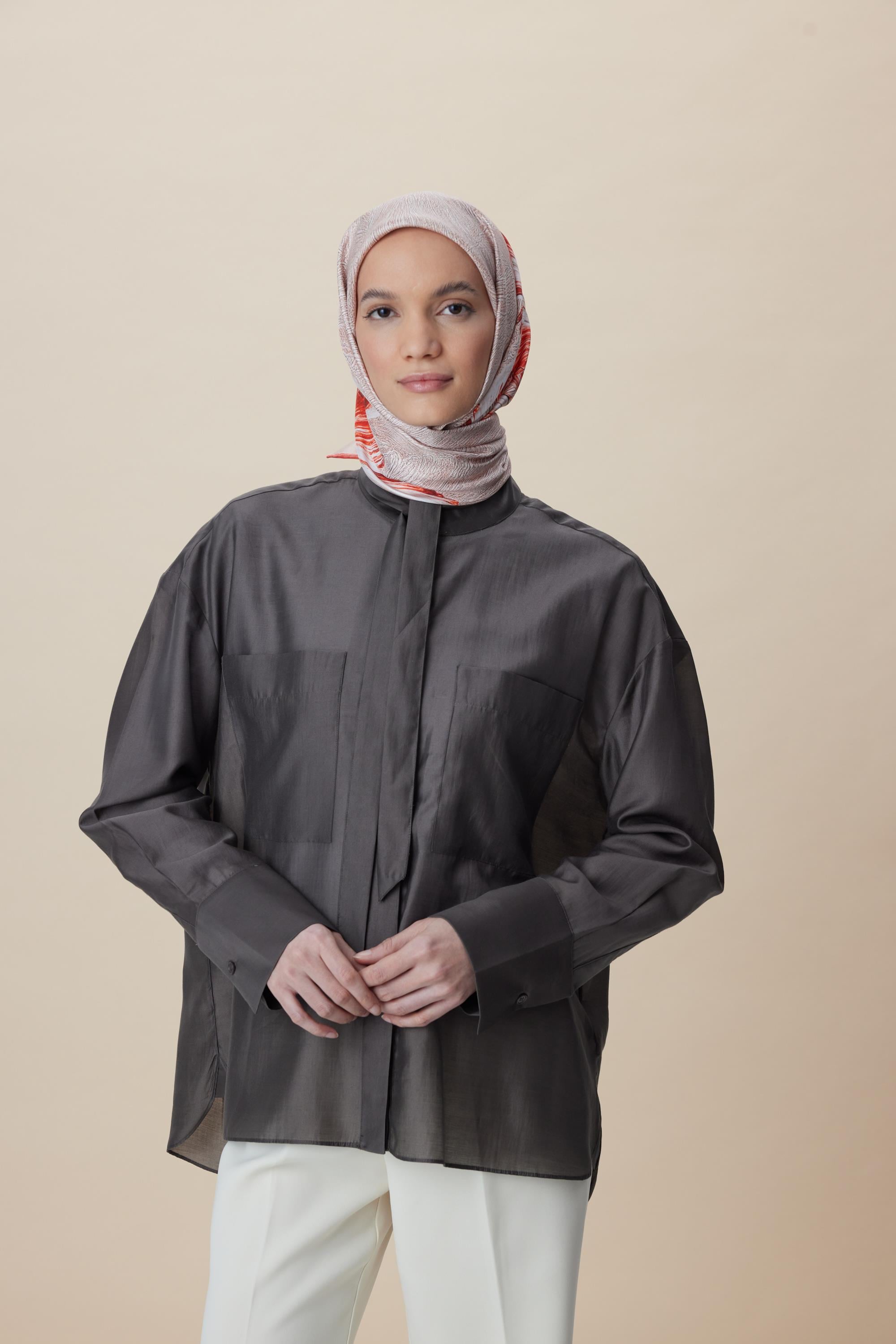 LUNA TİVİL İPEK EŞARP 90*90 CM - MERCAN