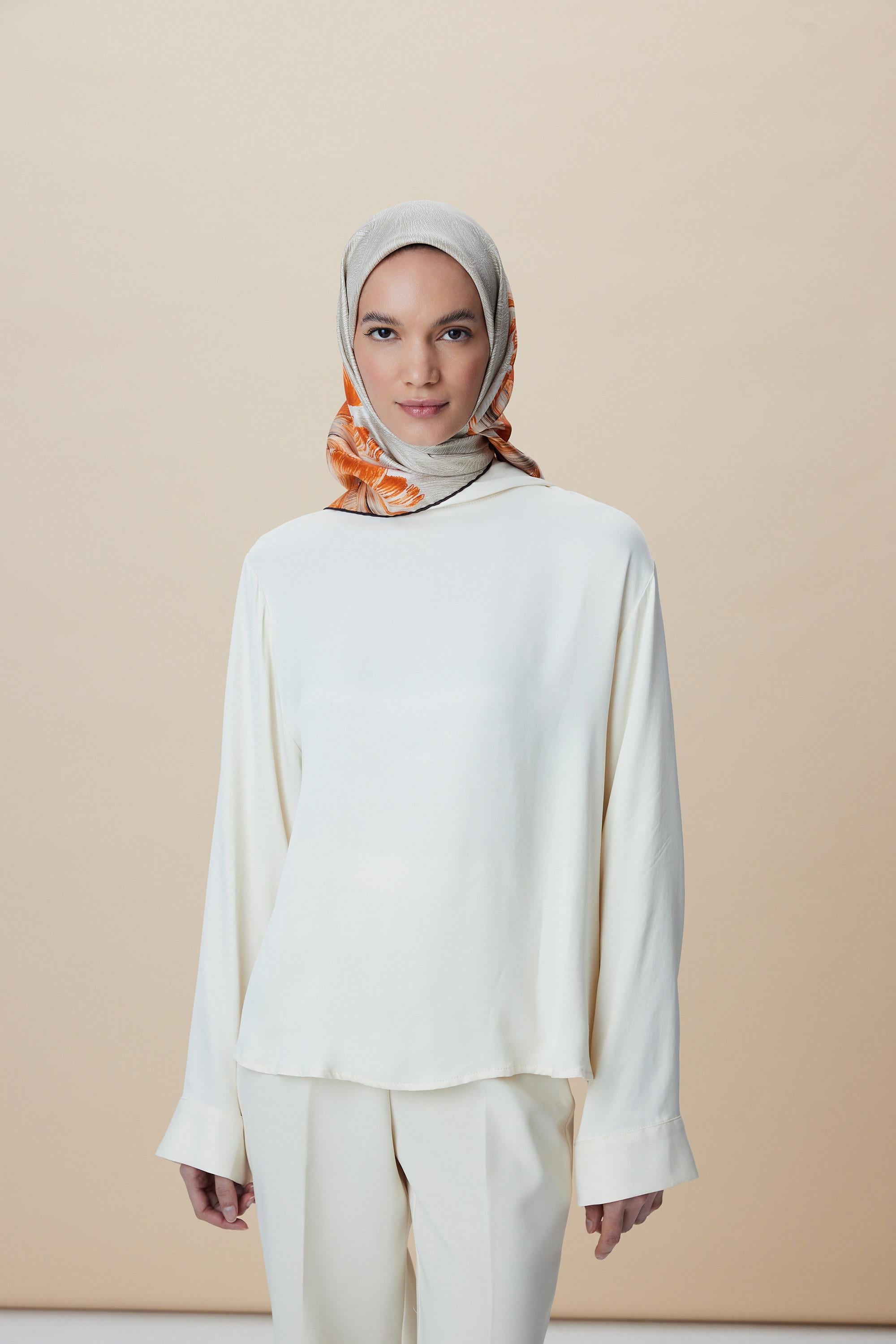 LUNA TİVİL İPEK EŞARP 90*90 CM - VİZON