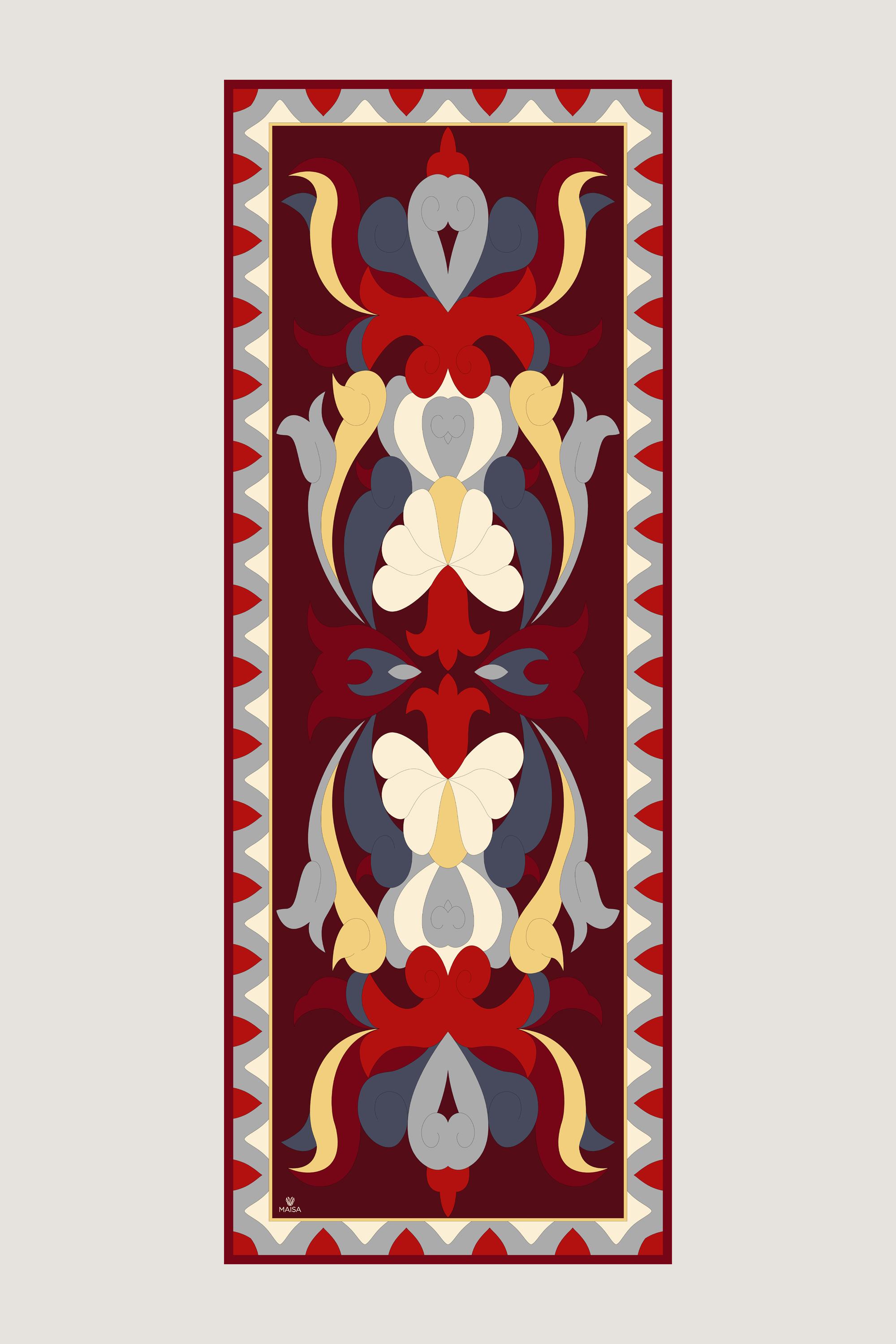 MAH YÜN İPEK ŞAL 70*190 CM - BORDO 