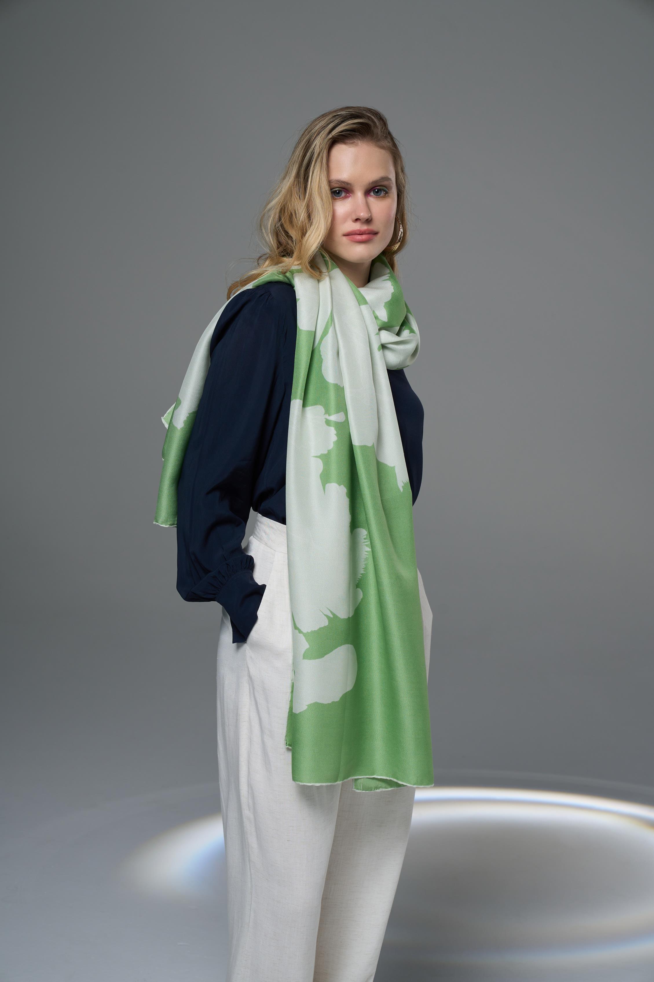 MAHİ PAMUK İPEK ŞAL 70*190 – YEŞİL