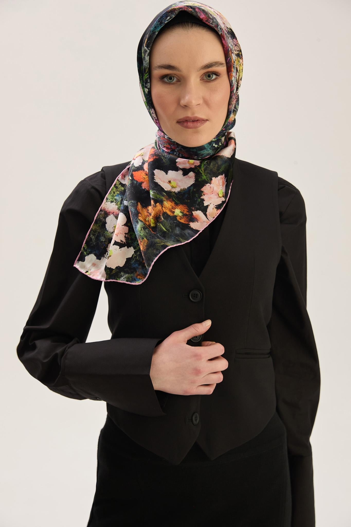 MEVA SURA İPEK EŞARP 90*90 CM - PUDRA PEMBE