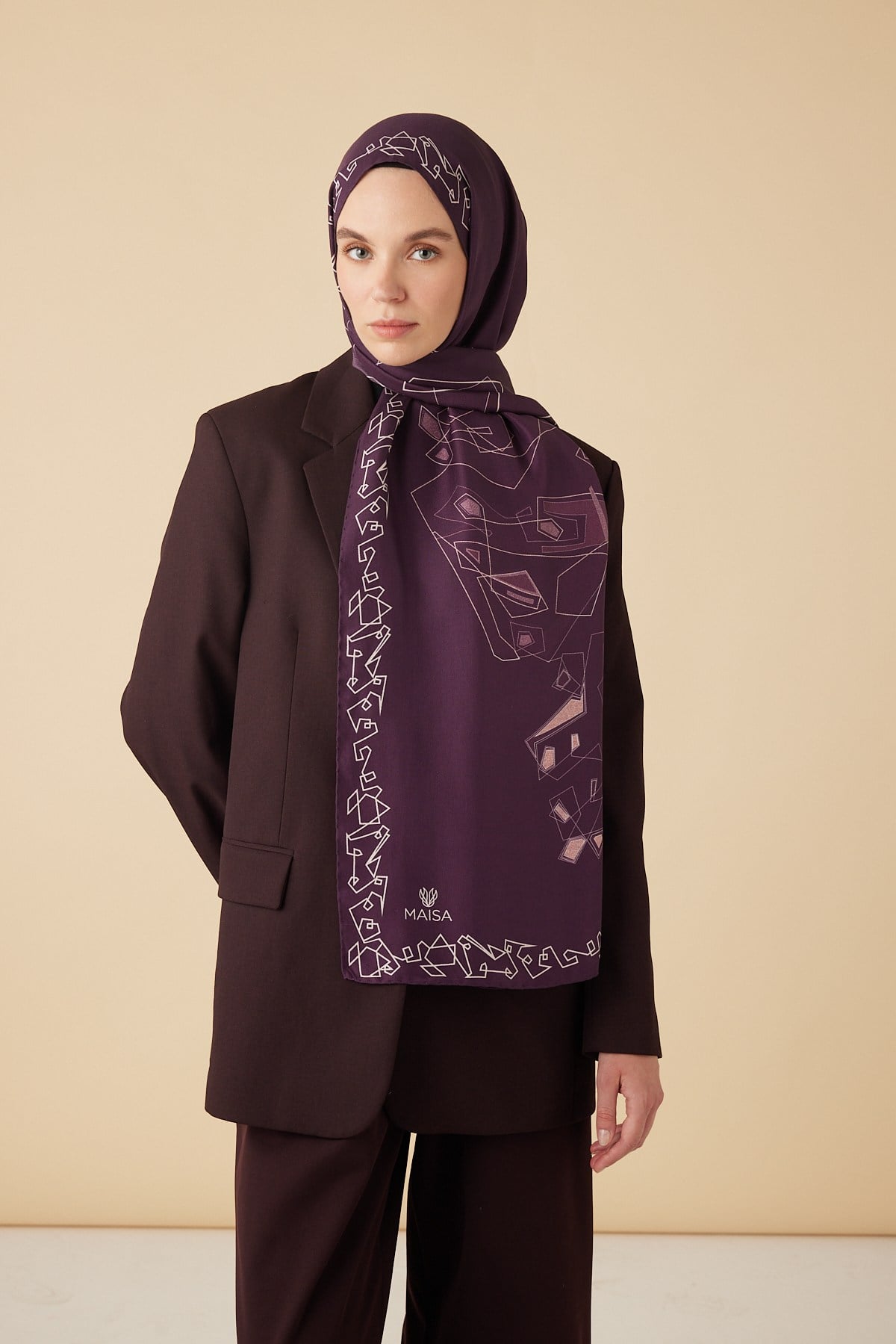 MİNA PAMUK İPEK ŞAL 70*190 CM - MÜRDÜM