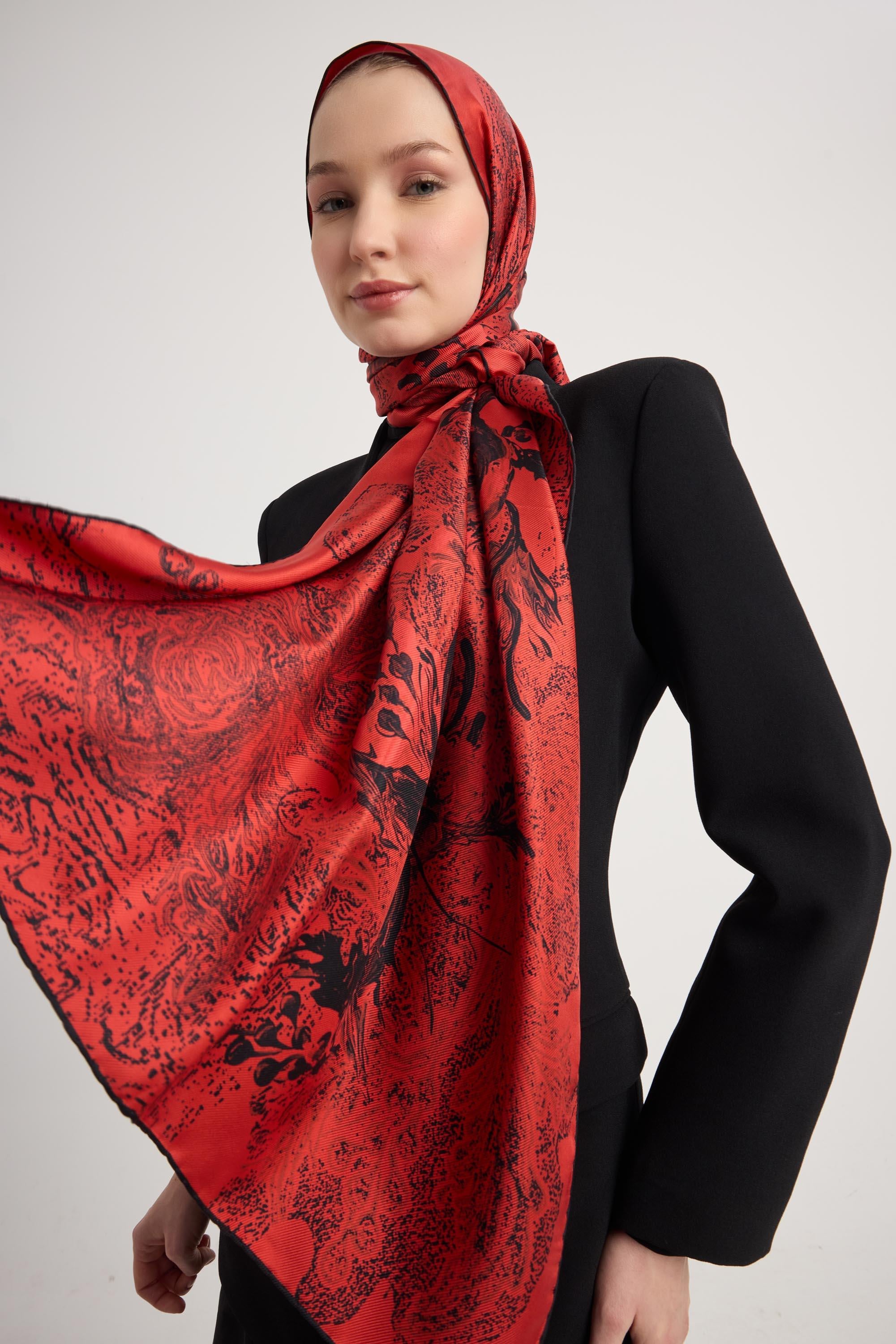 NARDEN MULBERRY İPEK ŞAL 70*190 CM - KIRMIZI