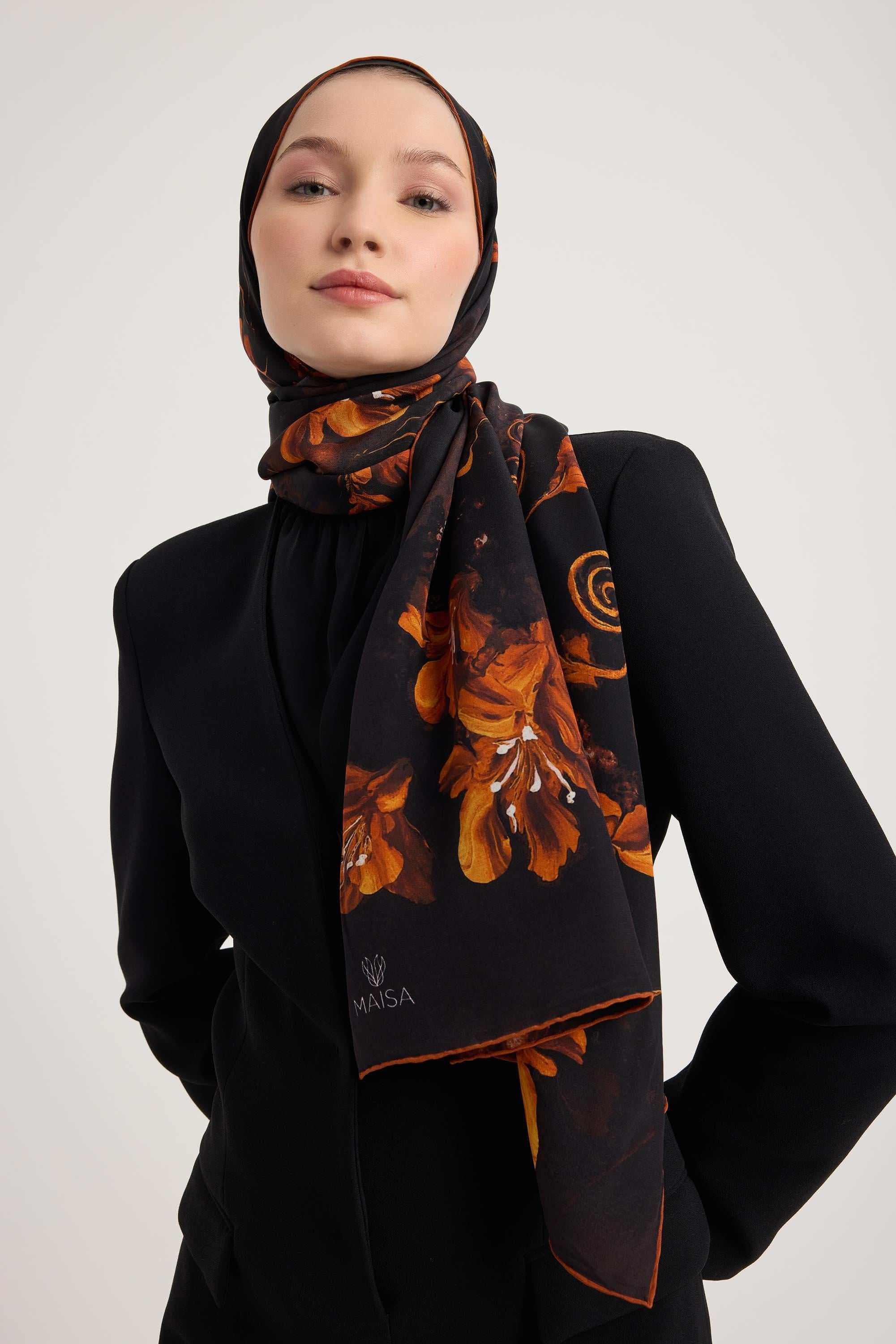 NARİN KREP İPEK ŞAL 70*190 CM - SİYAH