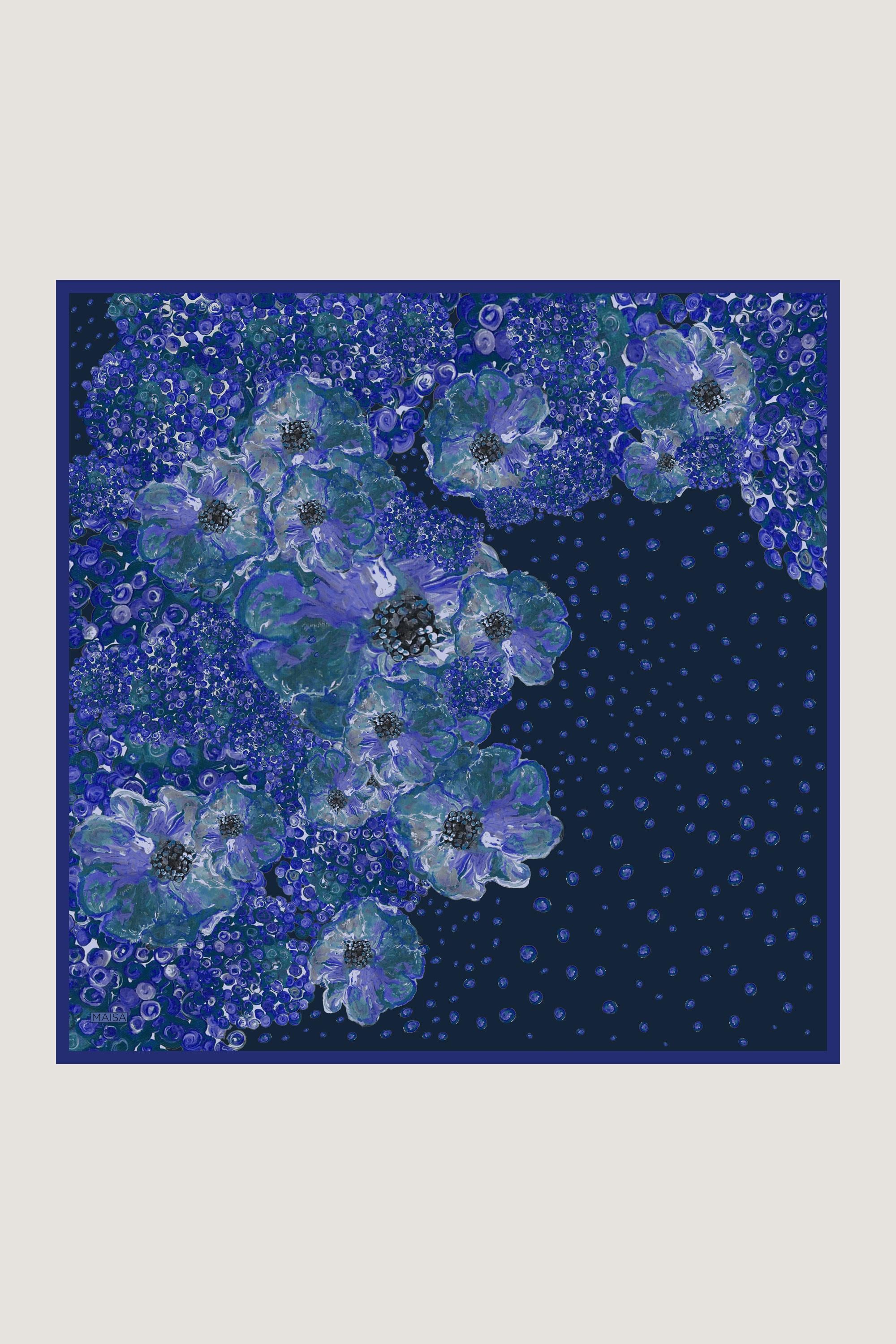 NARLA MULBERRY İPEK EŞARP 90*90 CM - LACİVERT