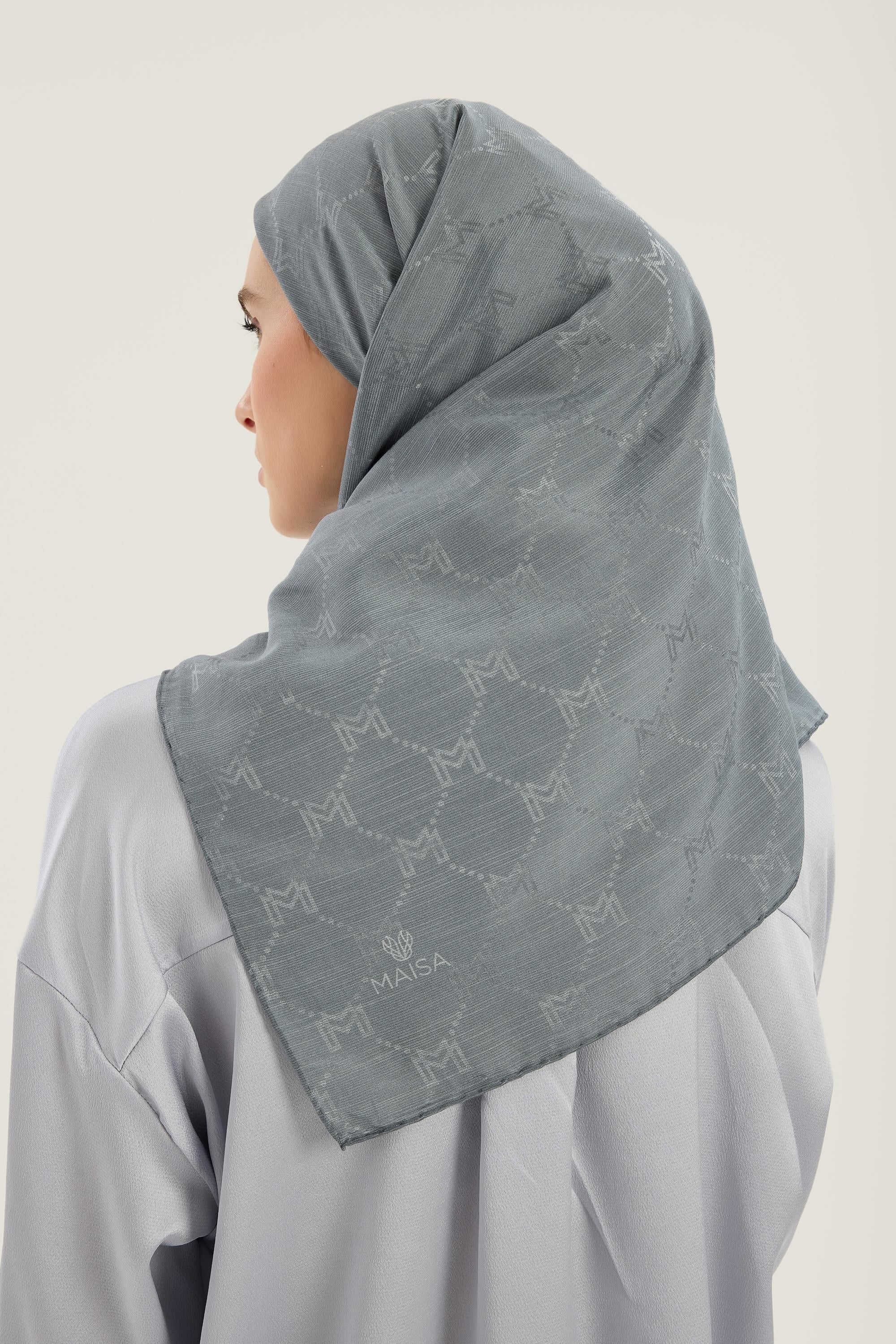 NEDA PAMUK İPEK EŞARP 90*90 CM - GRİ