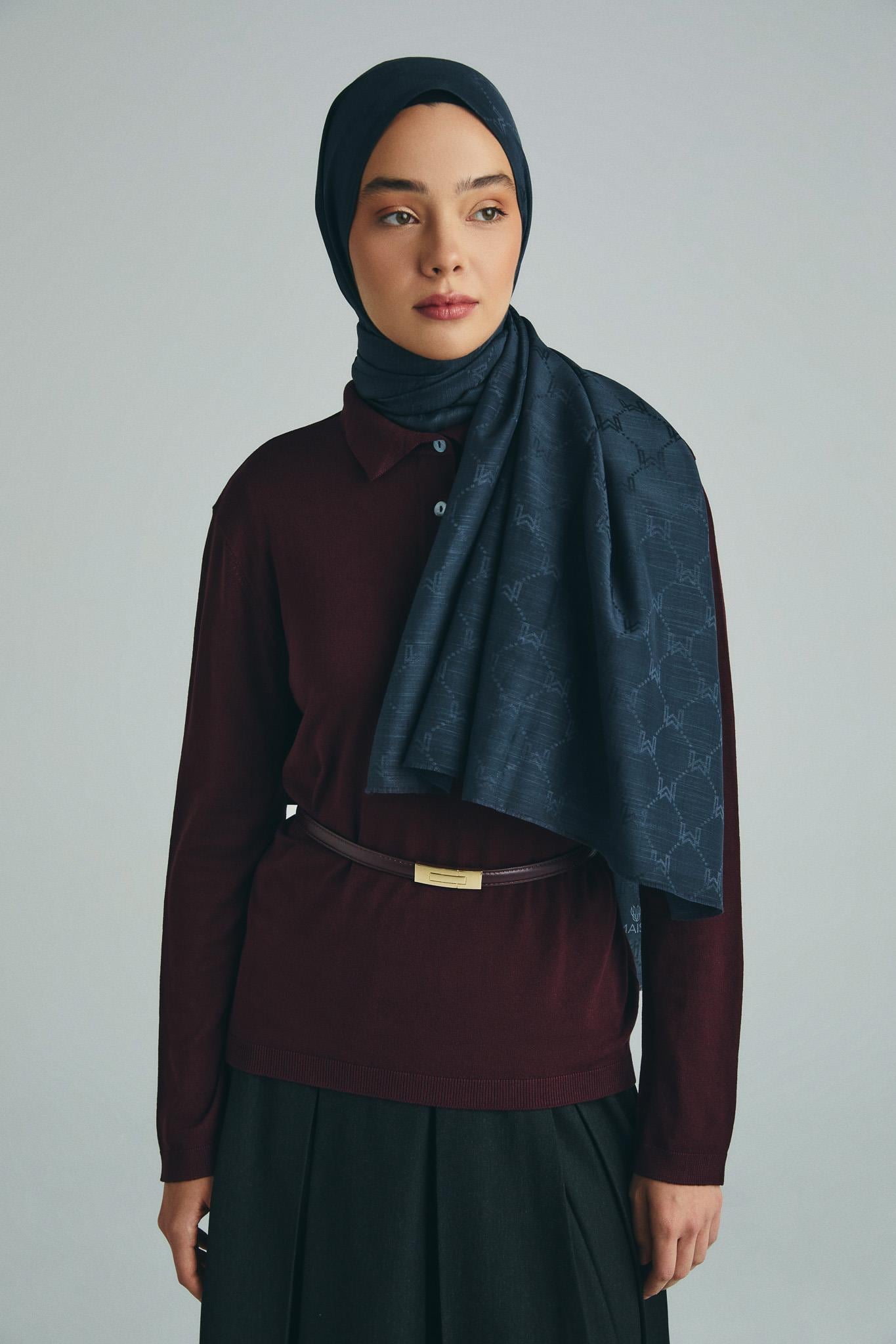 NEDA PAMUK İPEK ŞAL 70*190 CM - ANTRASİT
