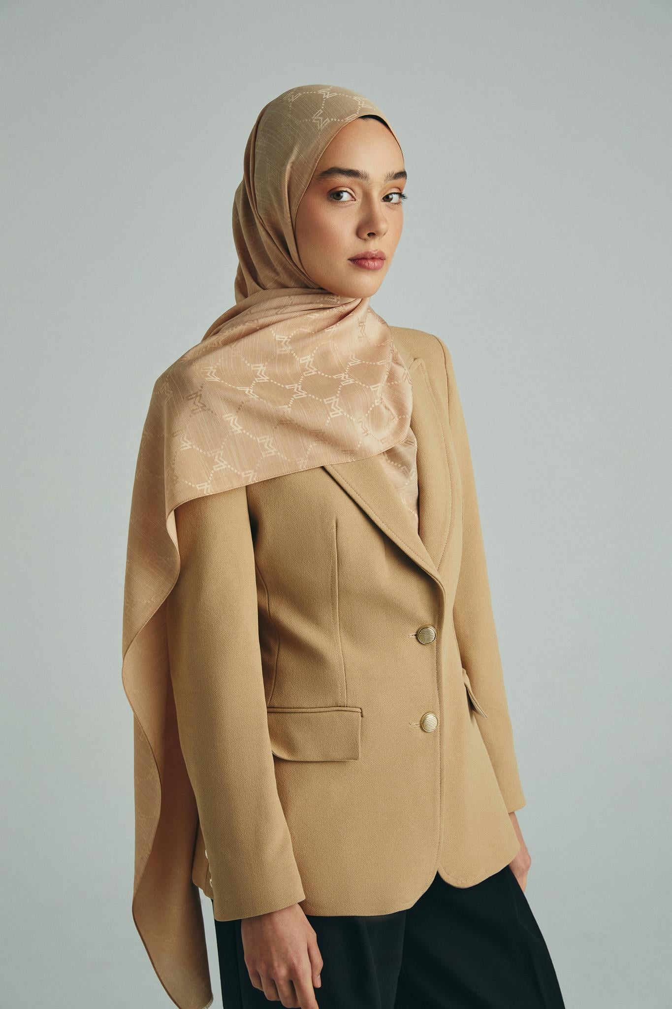 NEDA PAMUK İPEK ŞAL 70*190 CM - CAMEL