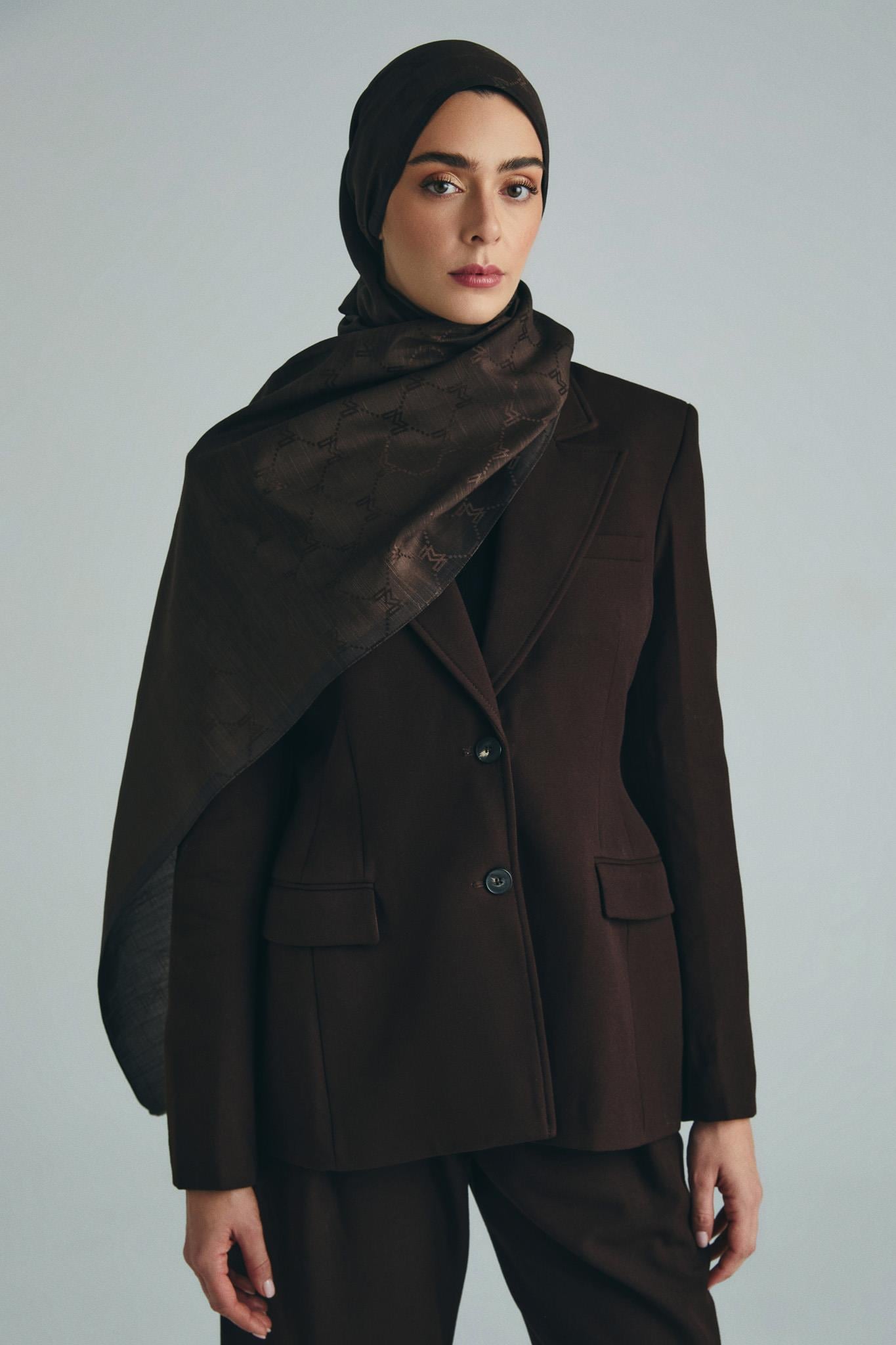 NEDA PAMUK İPEK ŞAL 70*190 CM - KAHVERENGİ