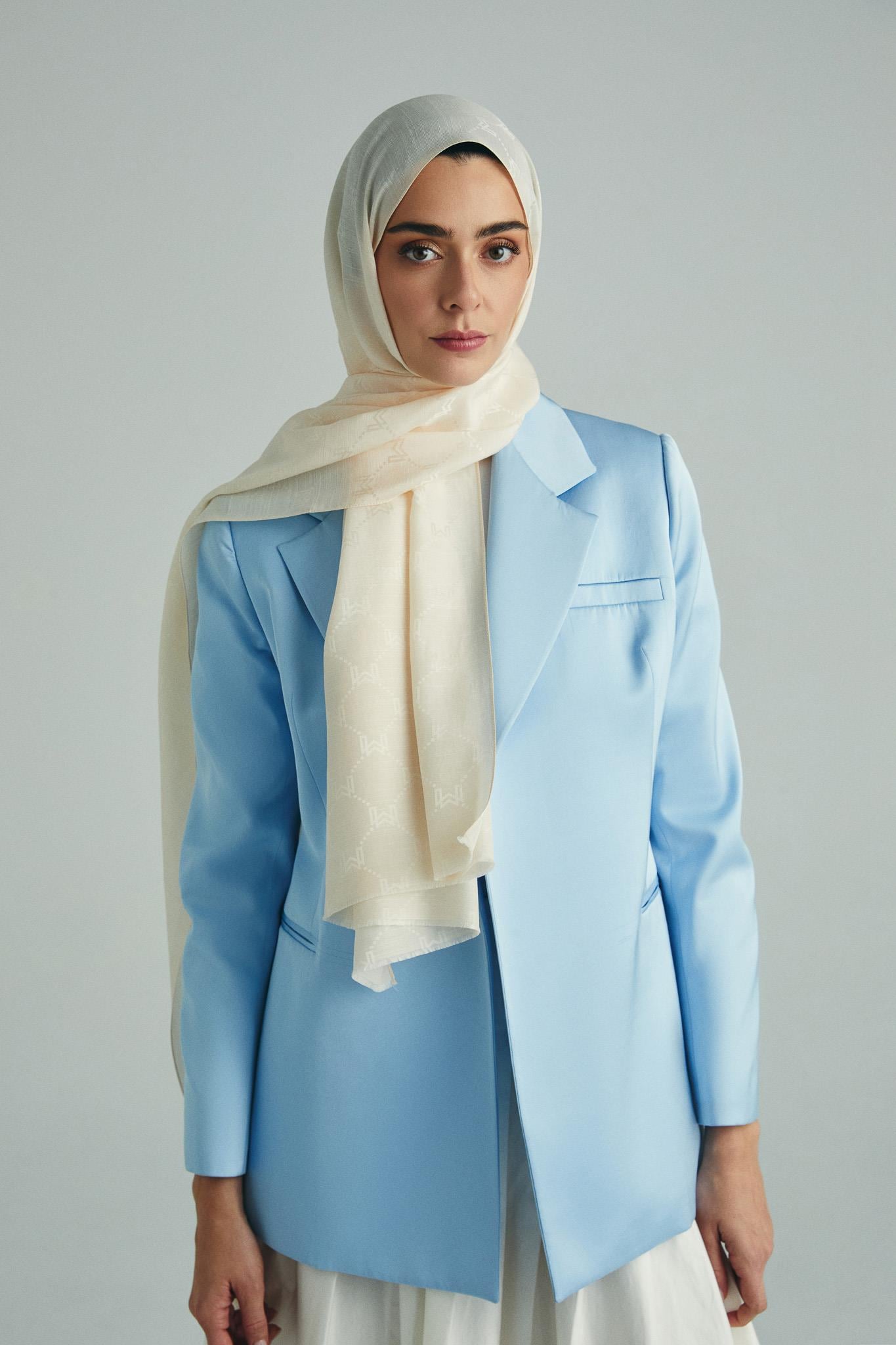 NEDA PAMUK İPEK ŞAL 70*190 CM - KREM