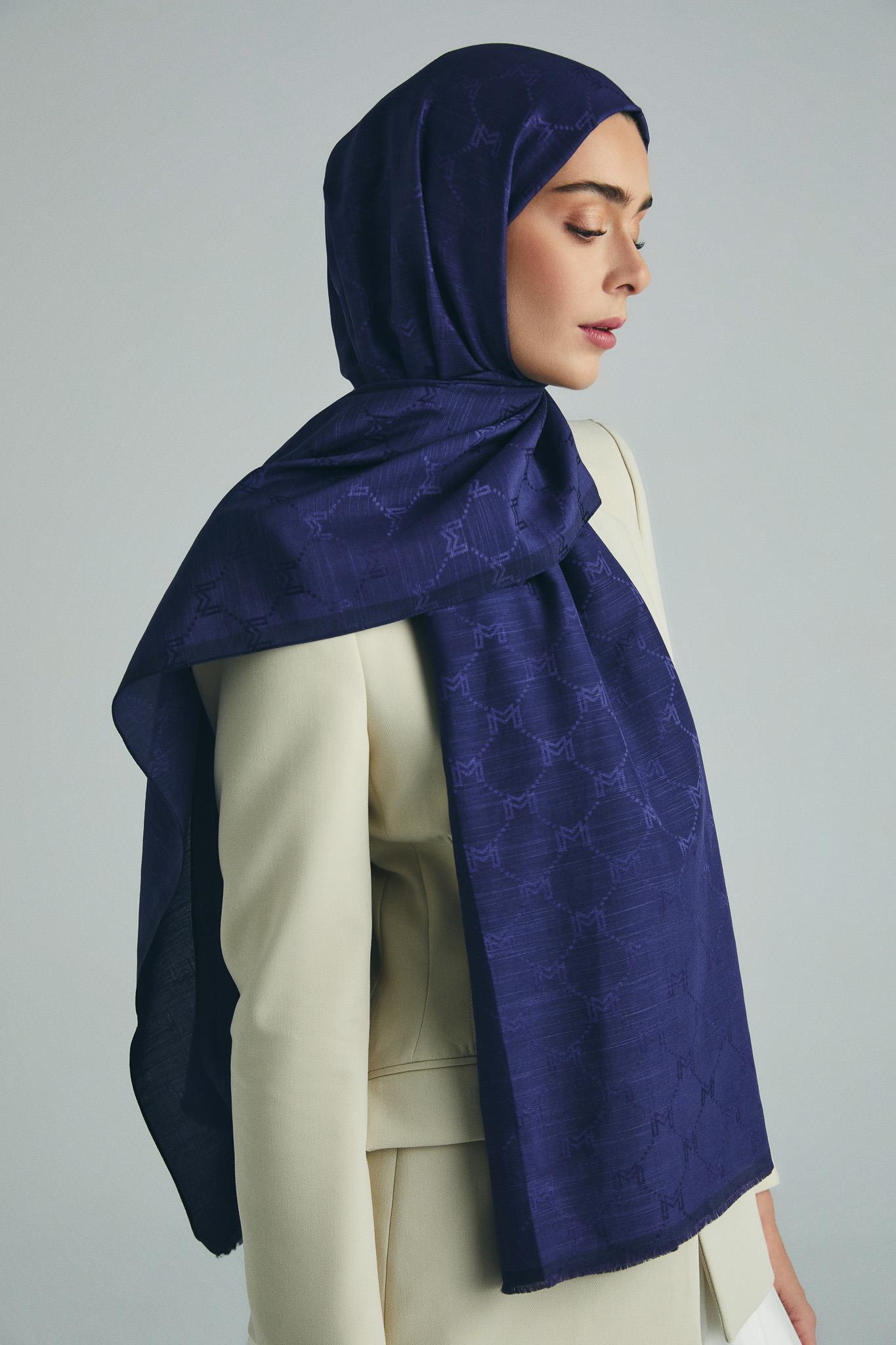 NEDA PAMUK İPEK ŞAL 70*190 CM - MORCİVERT