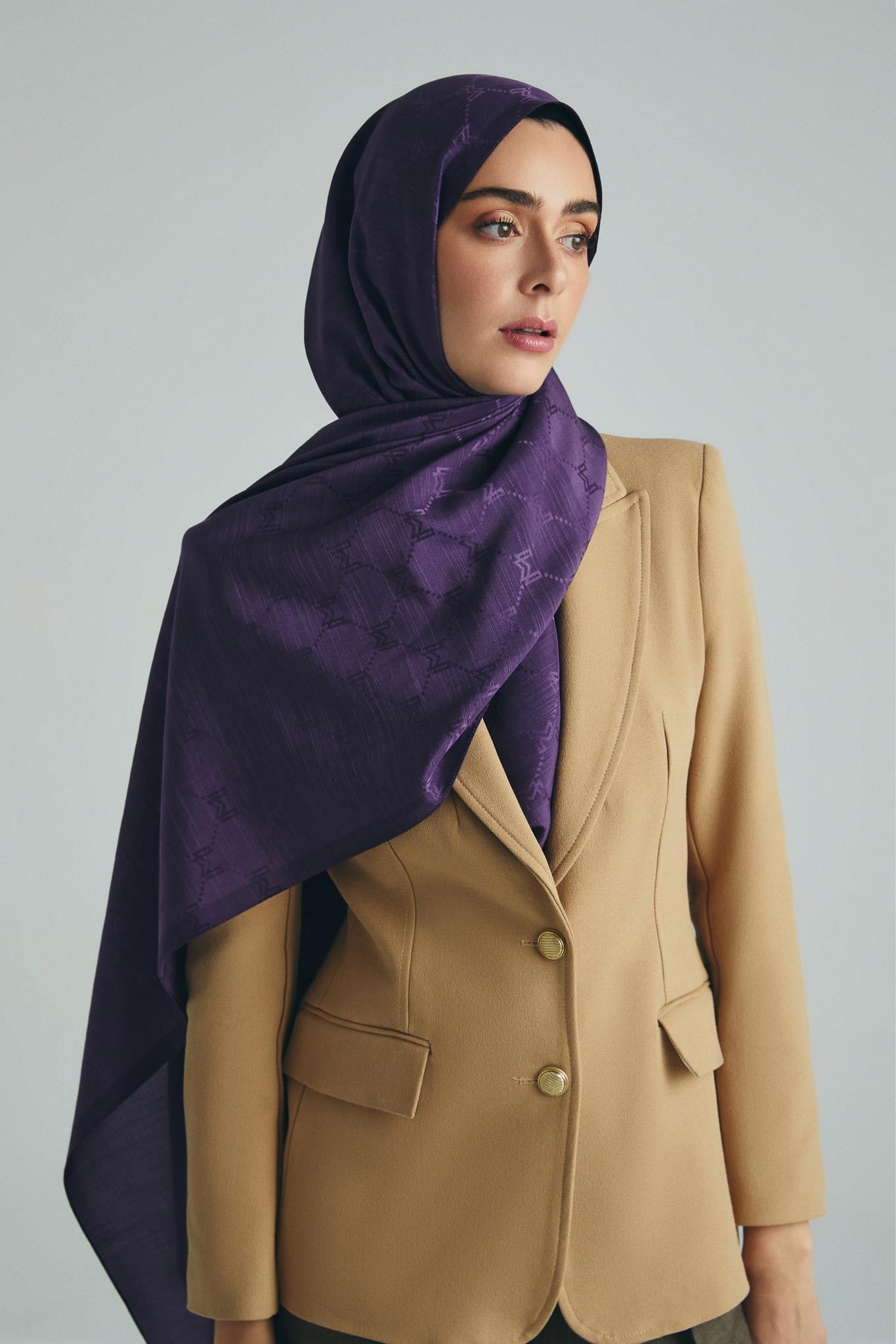 NEDA PAMUK İPEK ŞAL 70*190 CM - MÜRDÜM