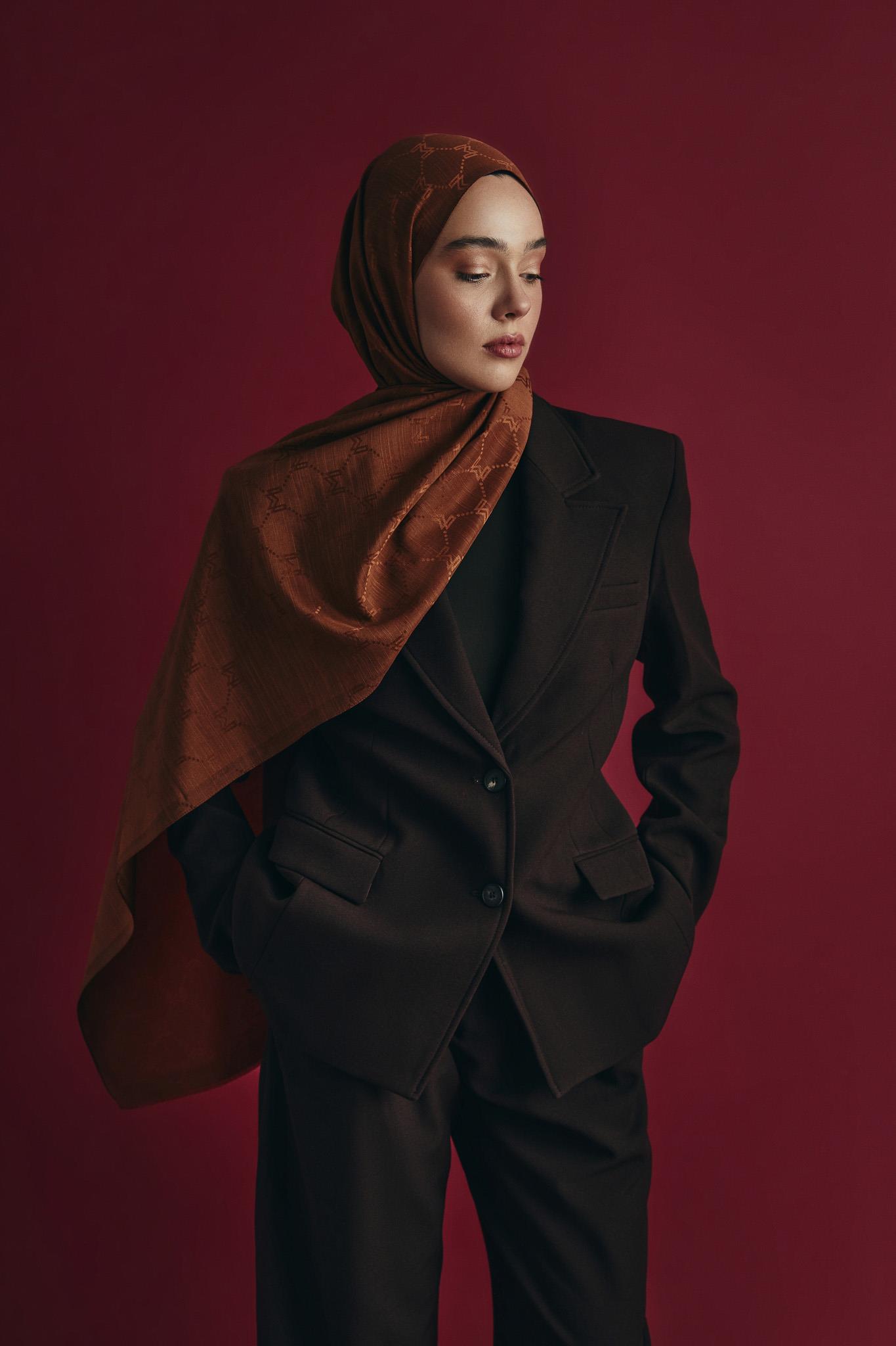 NEDA PAMUK İPEK ŞAL 70*190 CM - TARÇIN
