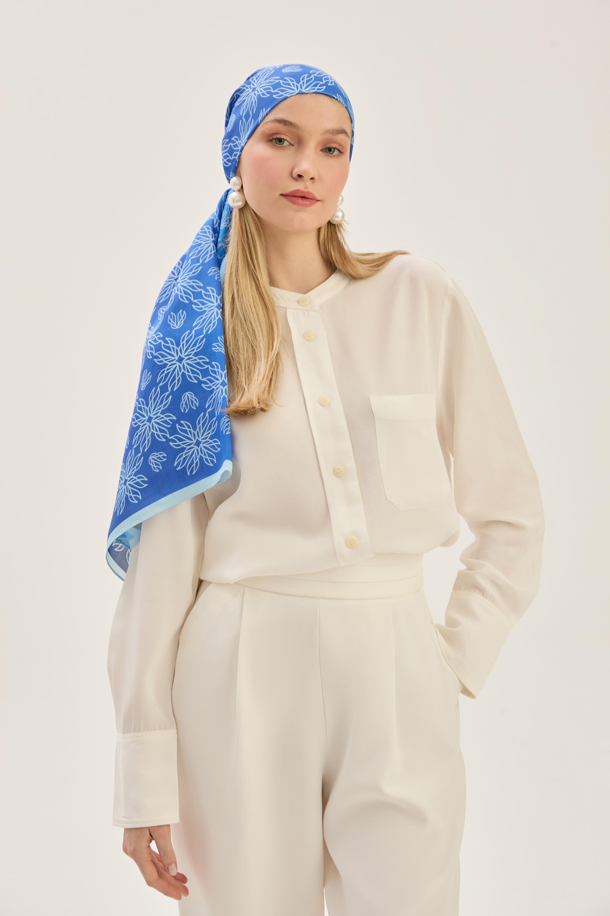 NEVA FLOŞ VİSKON 70*190 CM ŞAL - MAVİ