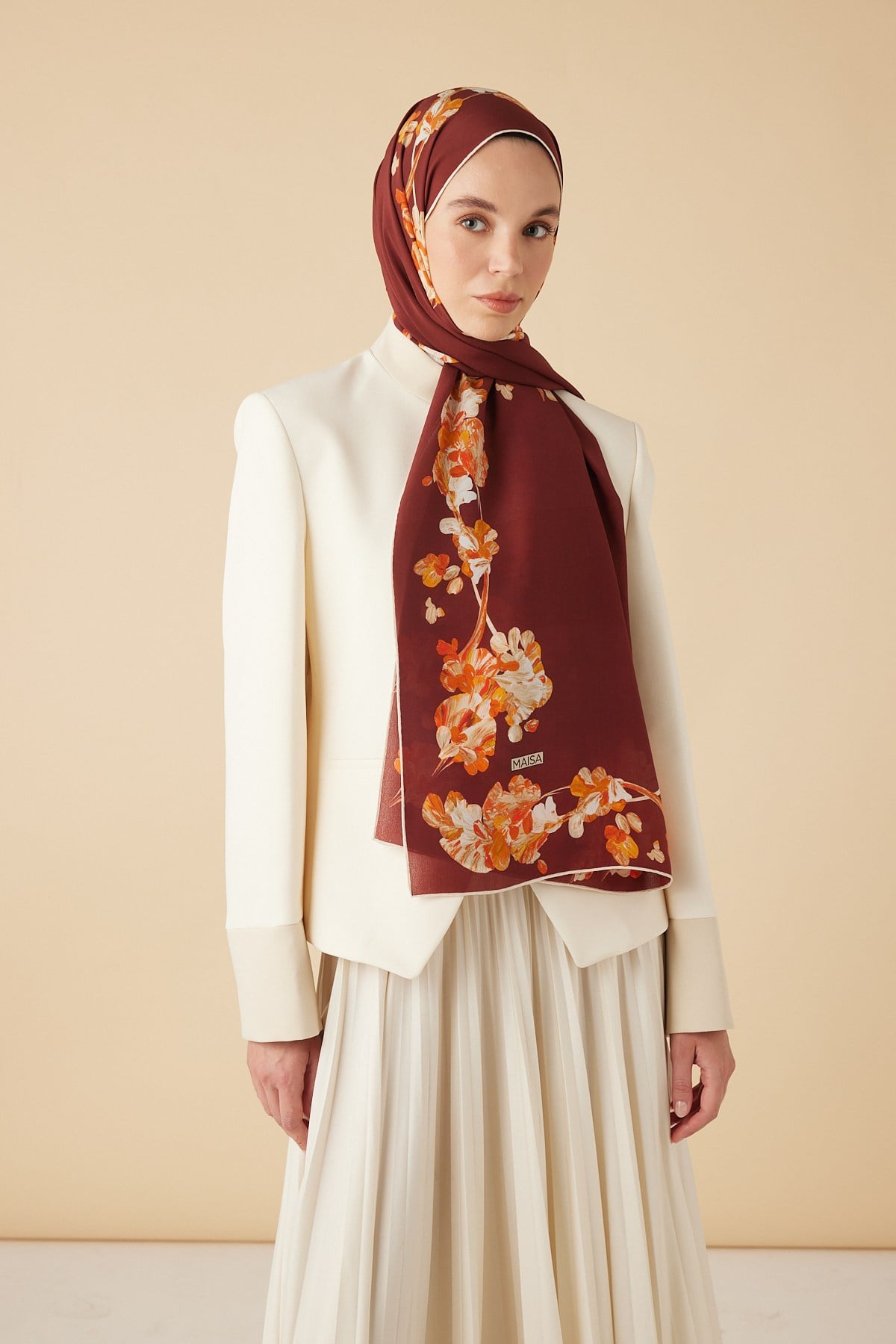 NEVA KREP İPEK ŞAL 70*190 CM - KIRMIZI
