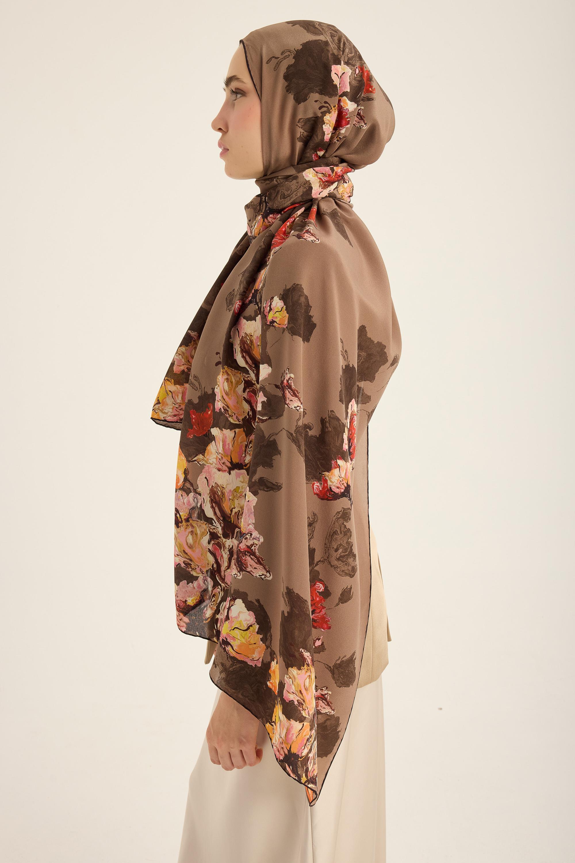 NEVBAHAR KREP İPEK ŞAL 70*190 CM - CAMEL