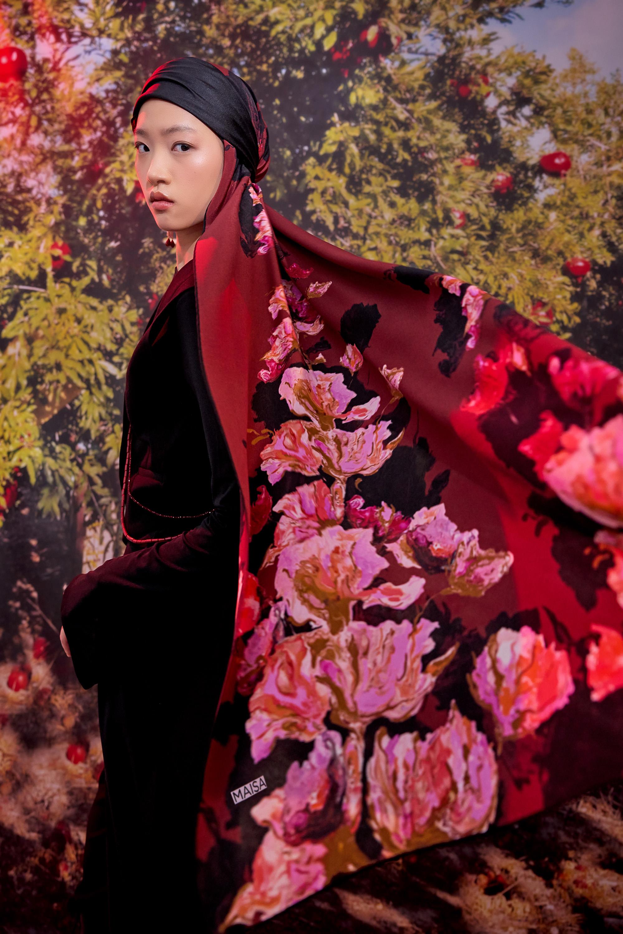 NEVBAHAR KREP İPEK ŞAL 70*190 CM - MÜRDÜM