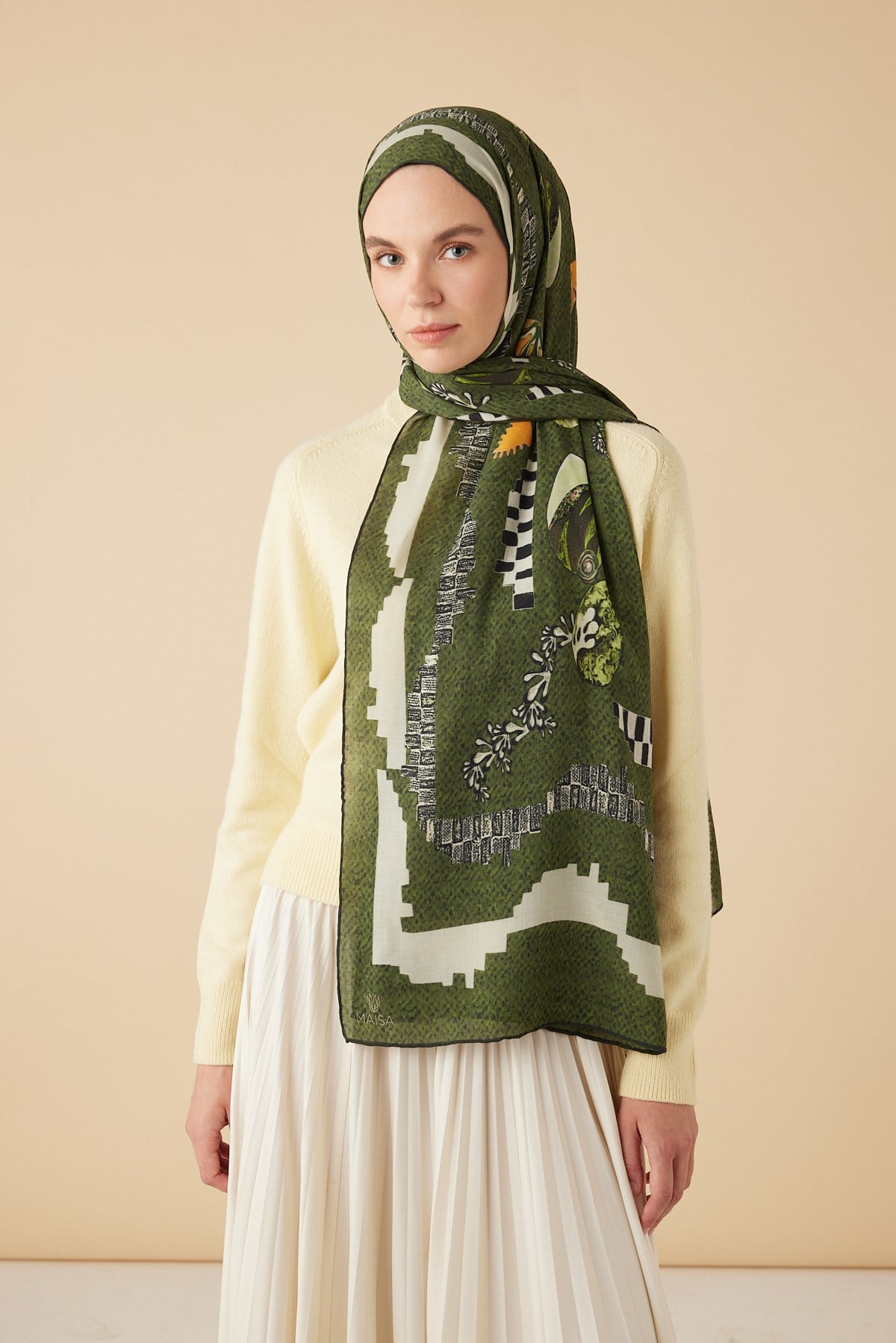 NÜVE YÜN MODAL ŞAL 70*200 CM - HAKİ