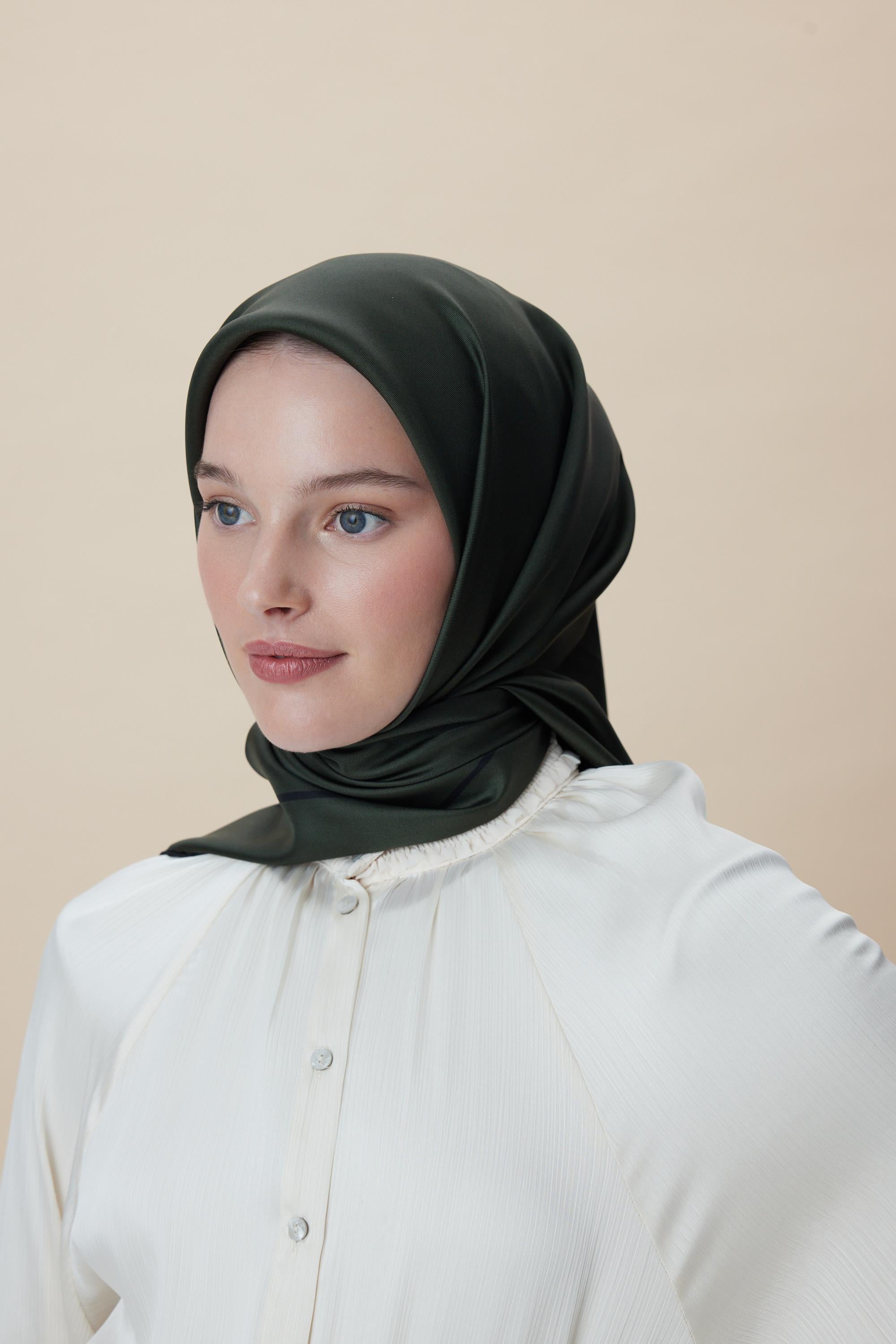 PAK TİVİL İPEK EŞARP 90*90 CM - YEŞİL