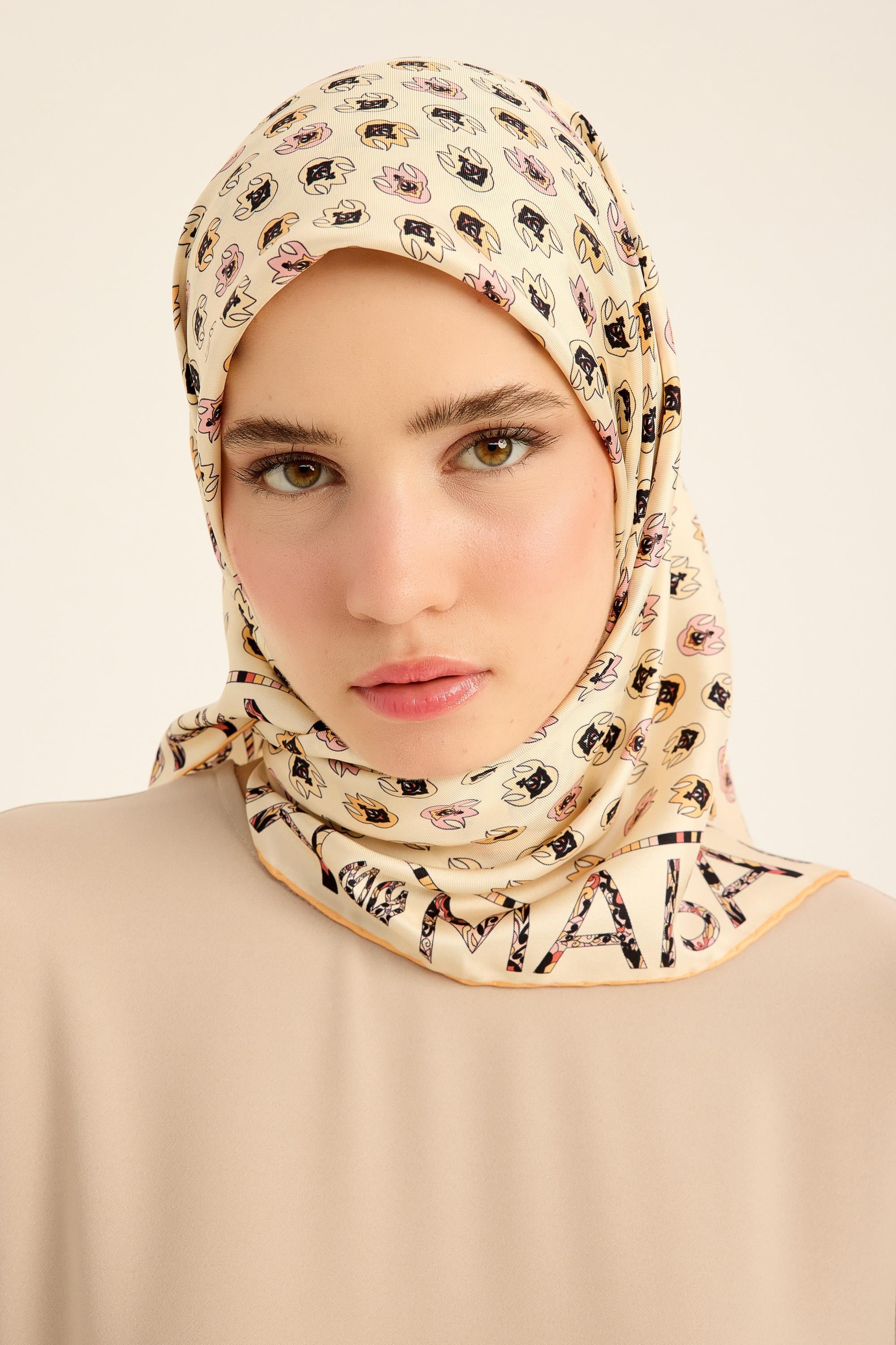 PARE TİVİL İPEK EŞARP 90*90 CM - SARI