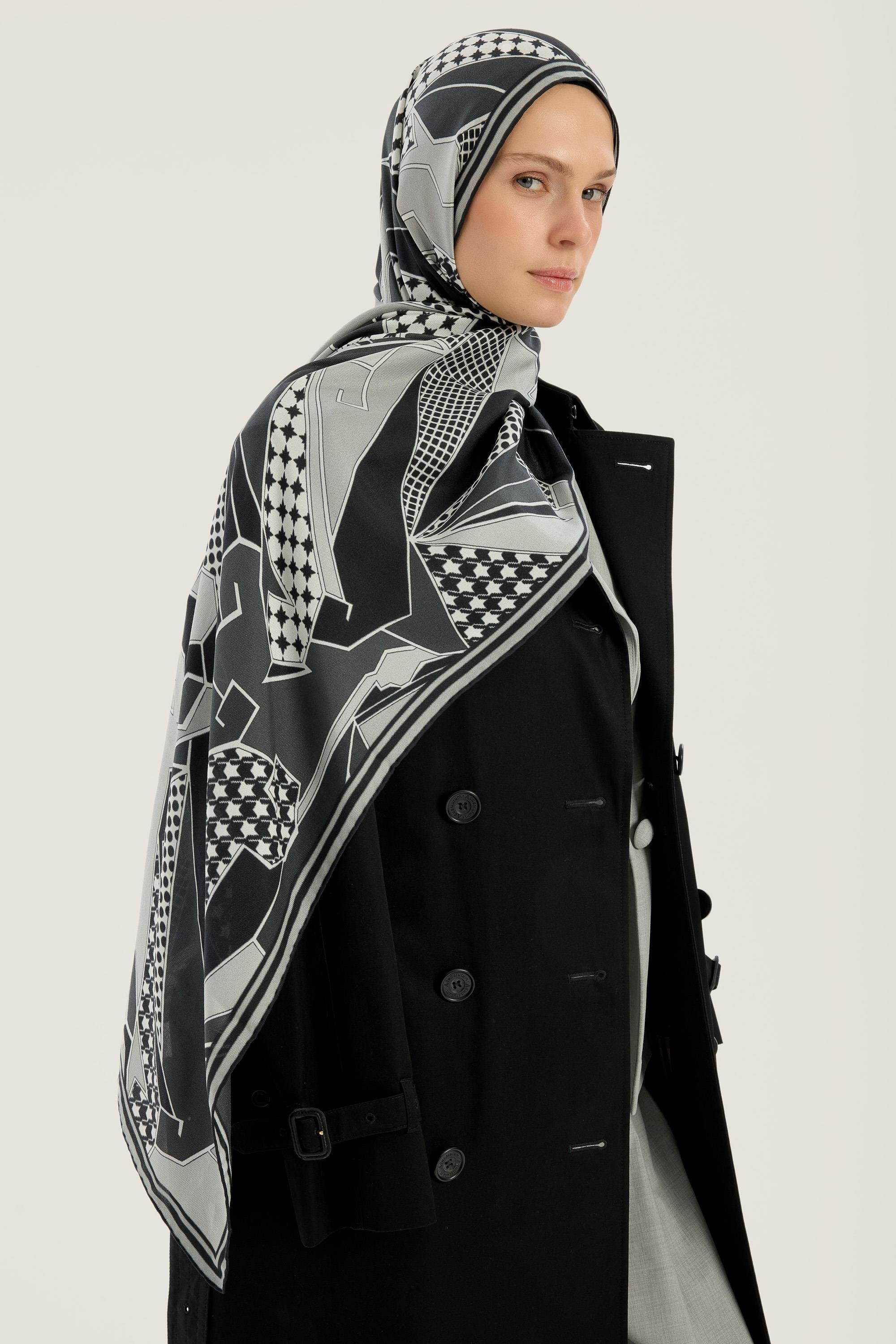 PEYDA PAMUK İPEK ŞAL 70*190 CM - SİYAH