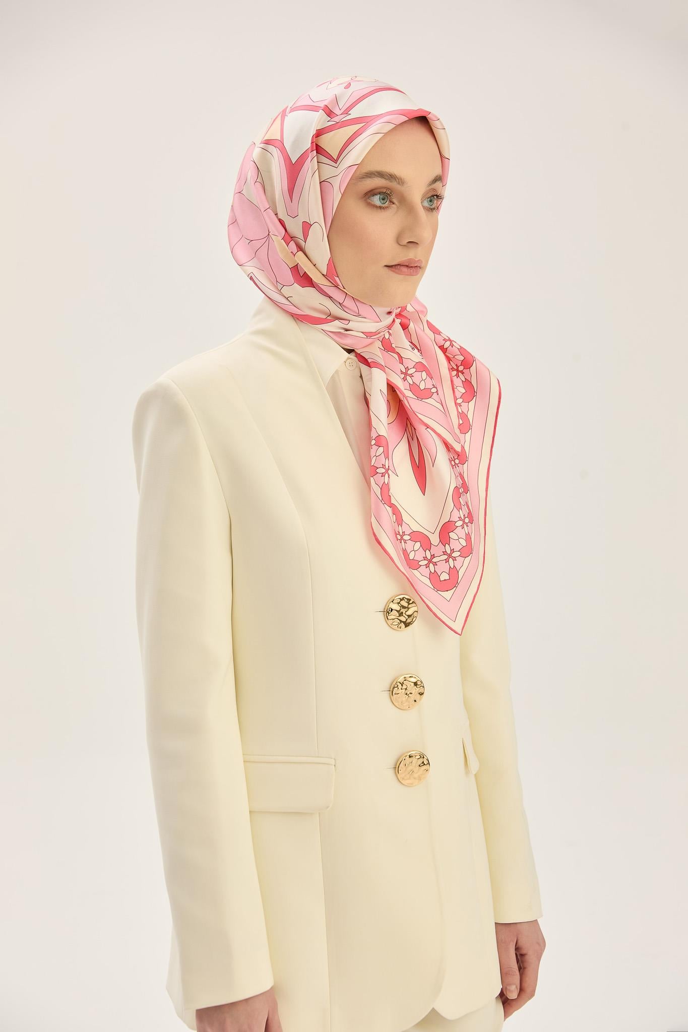 RANA TİVİL İPEK EŞARP 90*90 CM - PEMBE