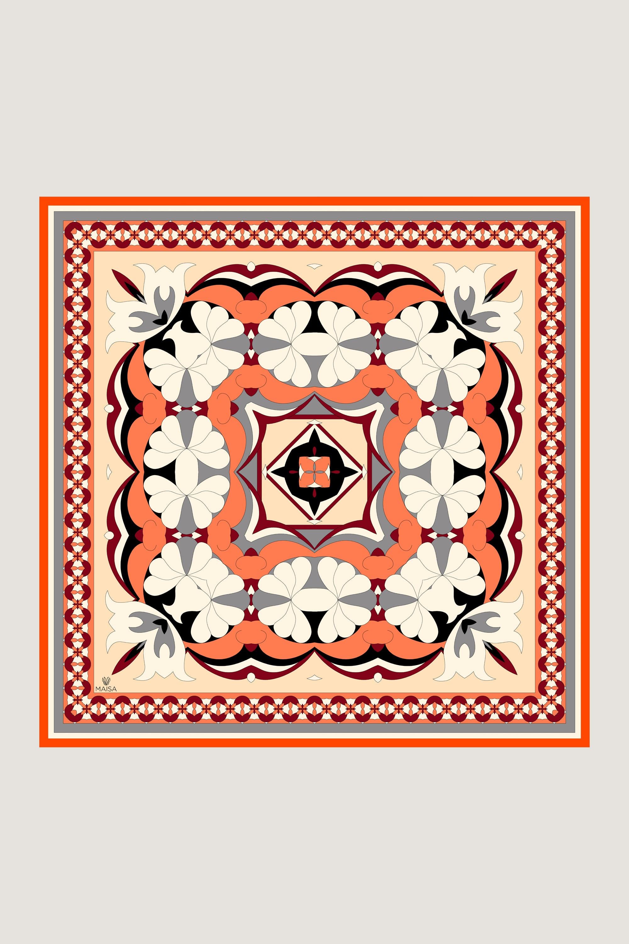 RANA TİVİL İPEK EŞARP 90*90 CM - TURUNCU