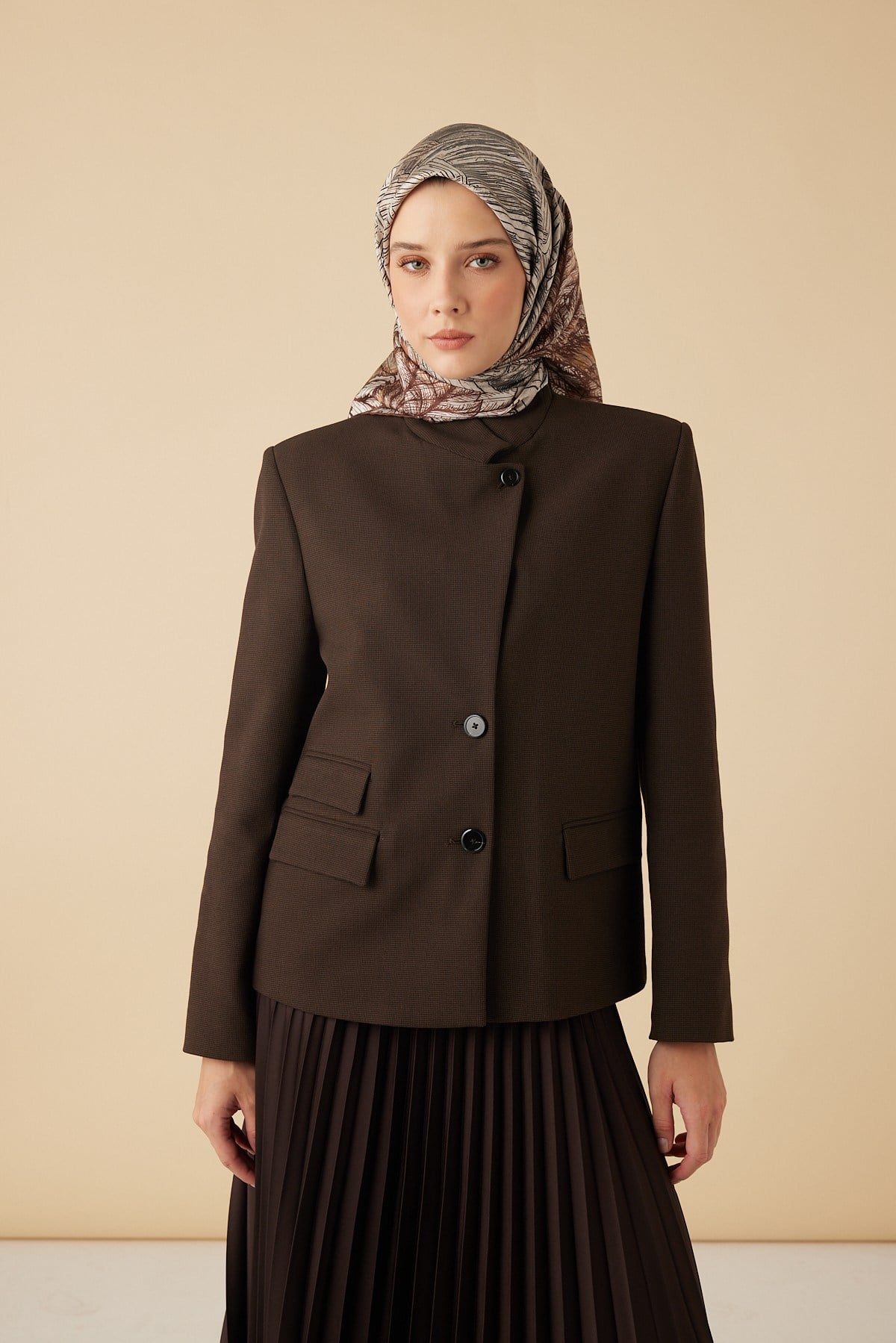 RAVZA MULBERRY İPEK EŞARP 90*90 CM - BEJ