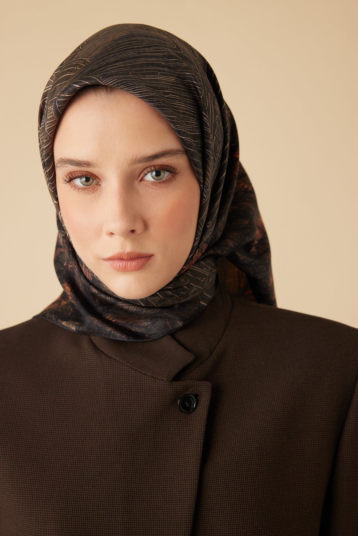 RAVZA MULBERRY İPEK EŞARP 90*90 CM - HAKİ