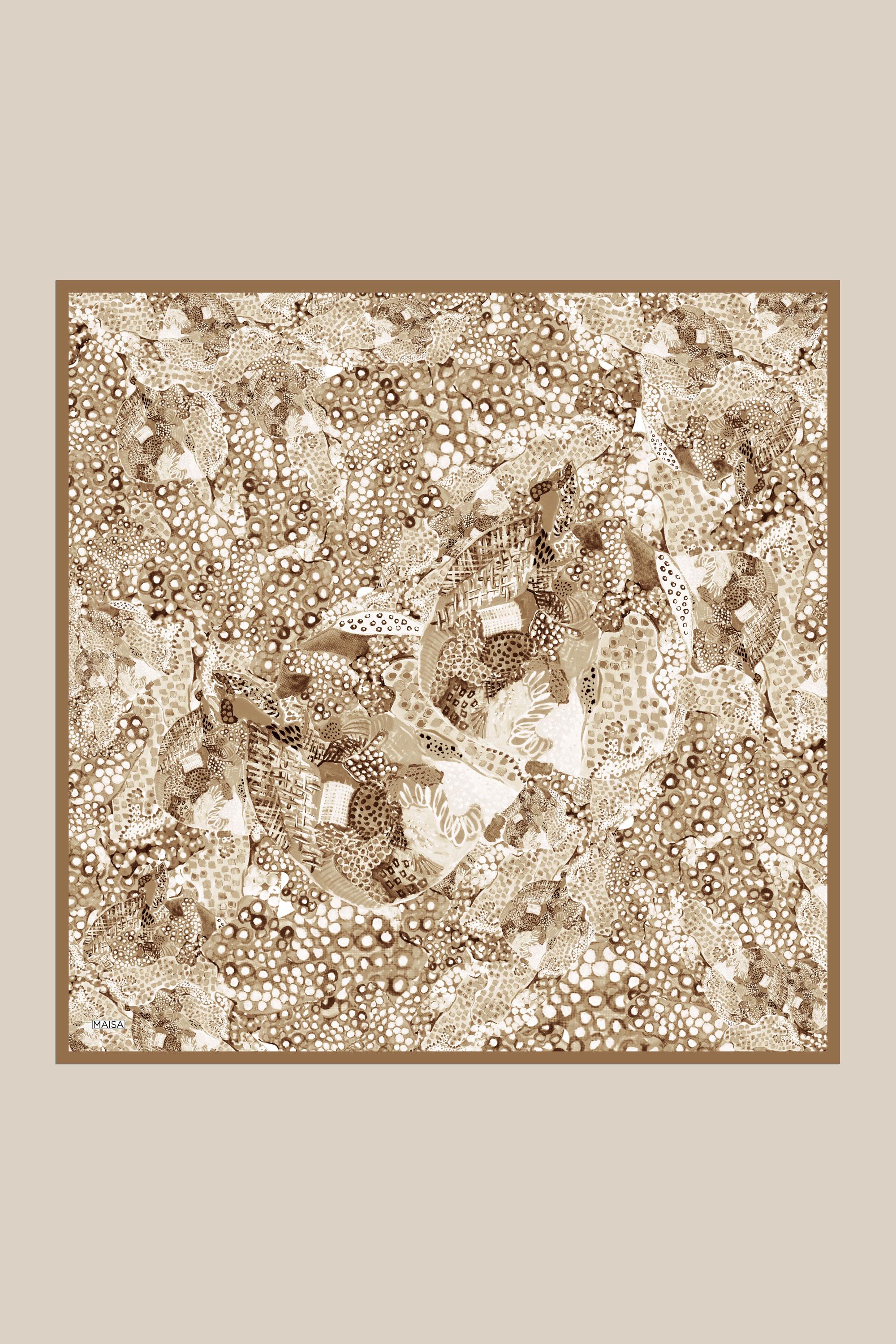 RENGİN TİVİL İPEK EŞARP 90*90 CM - BEJ