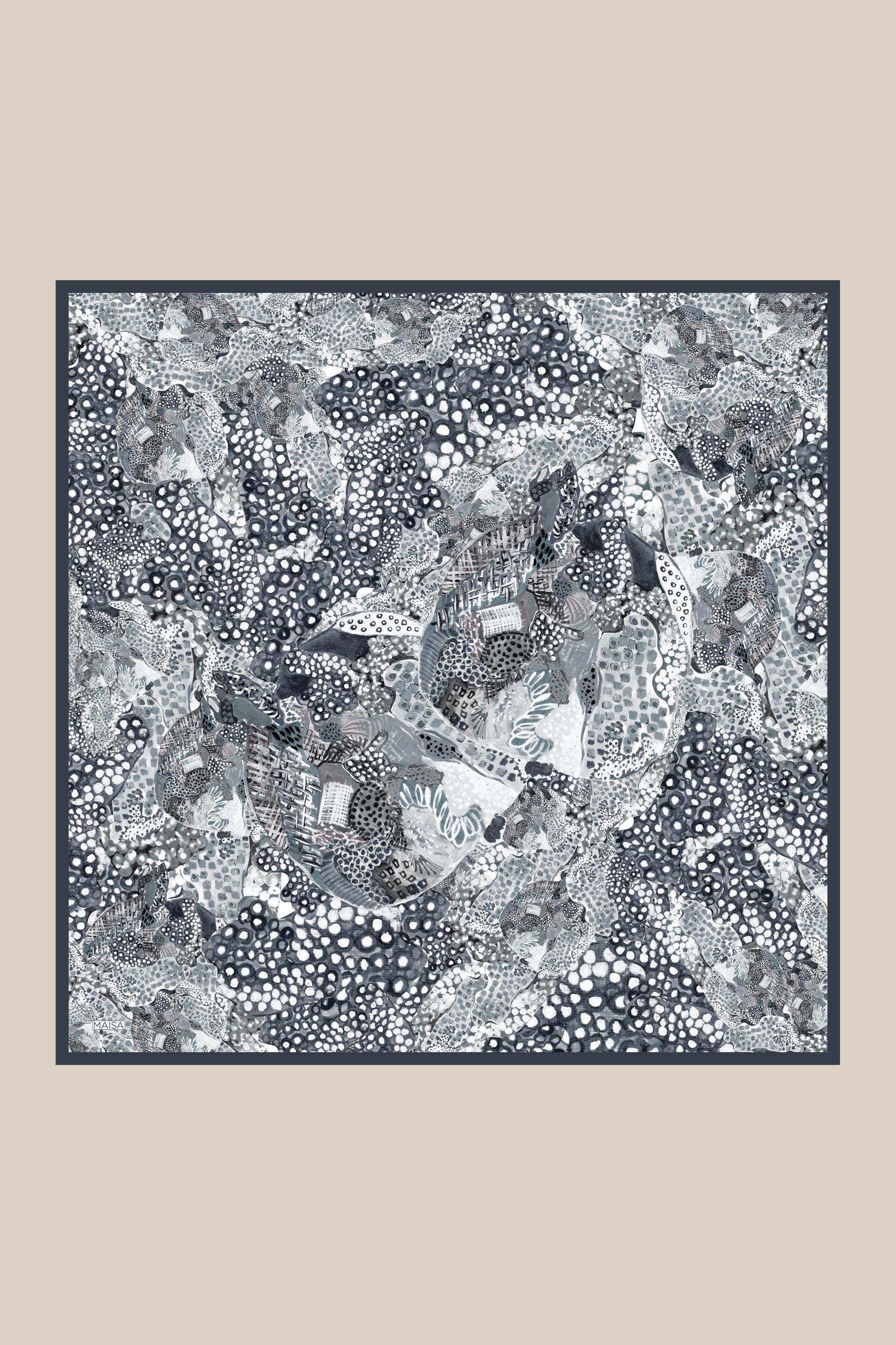 RENGİN TİVİL İPEK EŞARP 90*90 CM - GRİ