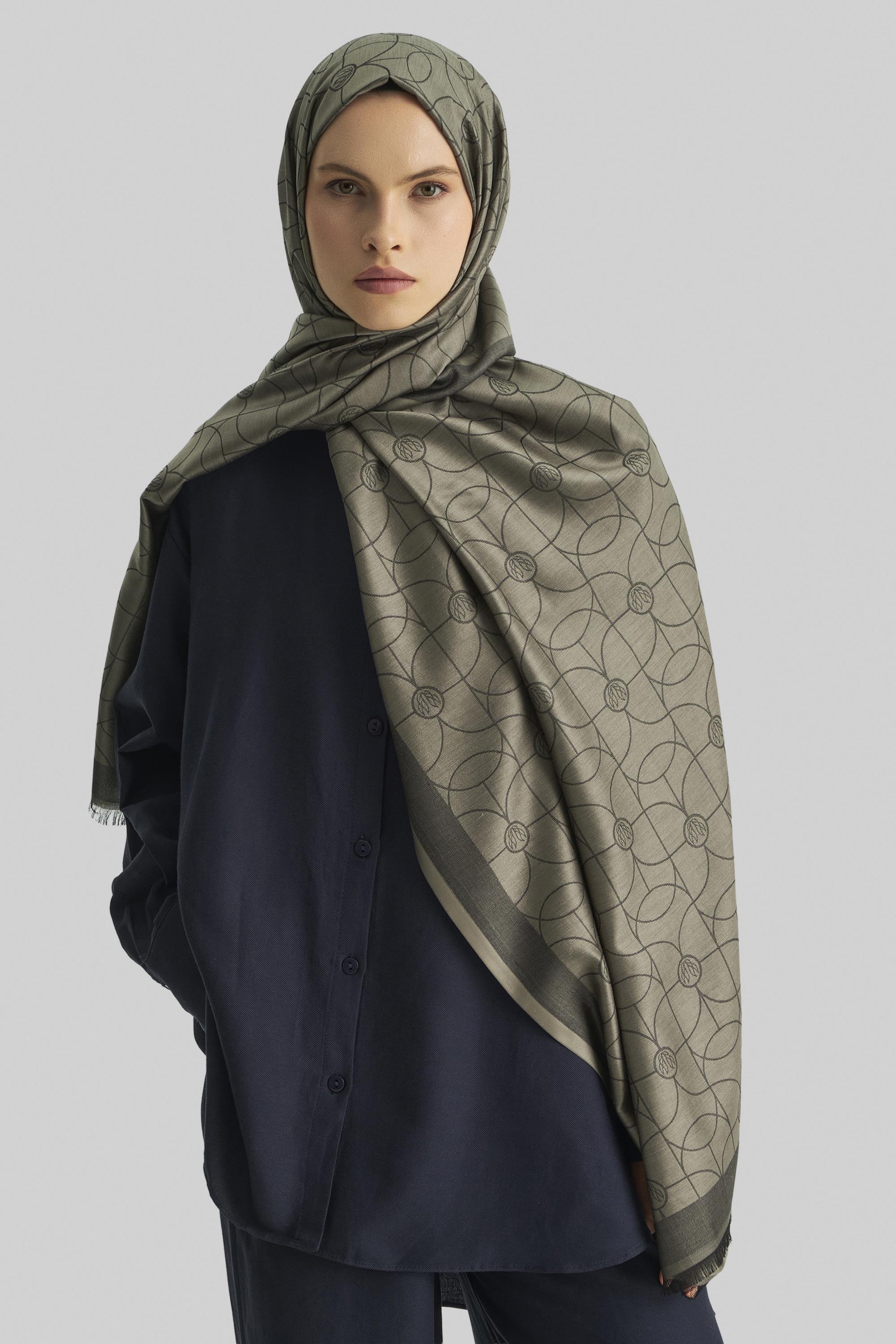 RİND%100 İPEK JAKARLI ŞAL-ACI KAHVE