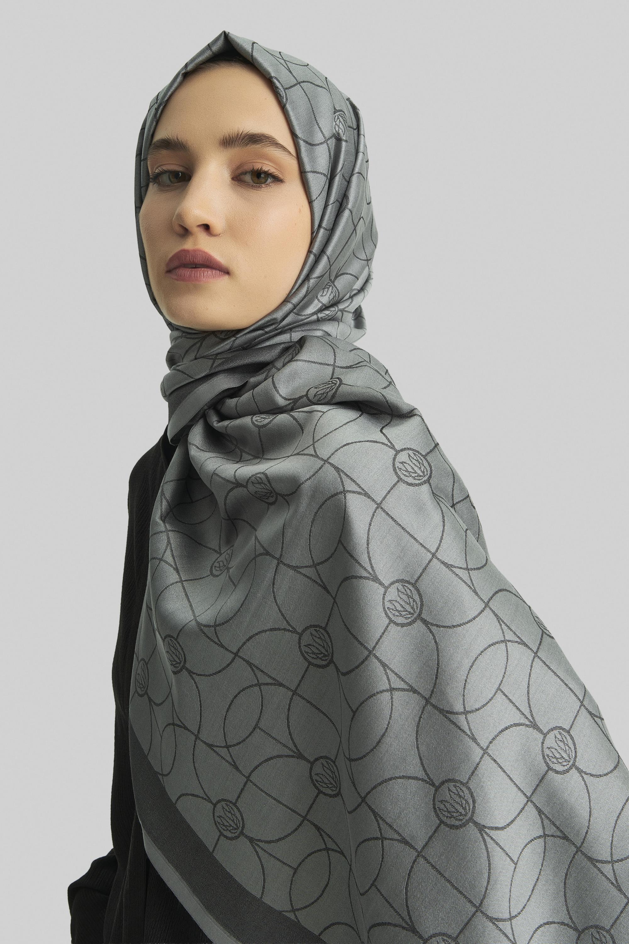 RİND%100 İPEK JAKARLI ŞAL-ANTRASİT