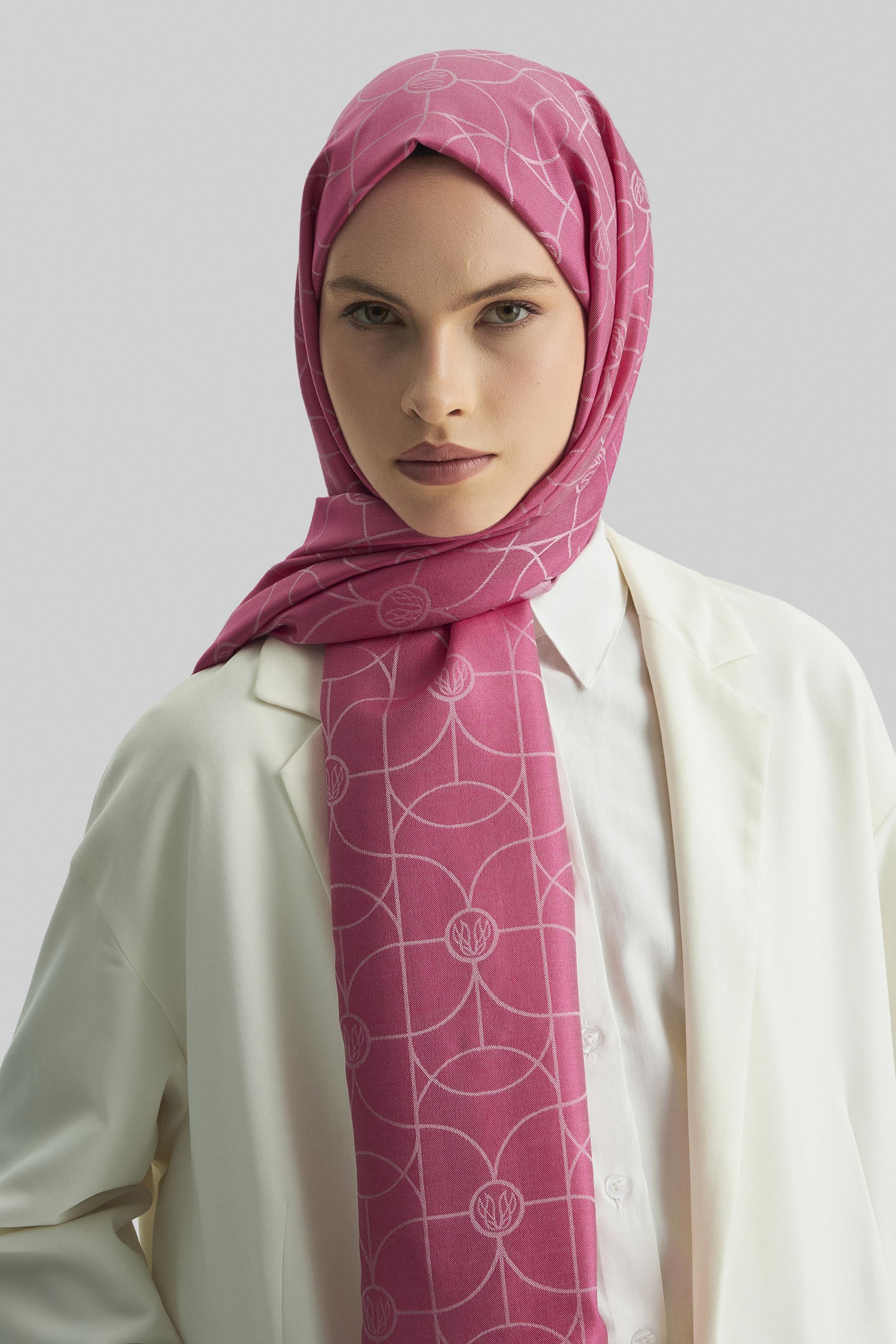 RİND%100 İPEK JAKARLI ŞAL-FUŞYA