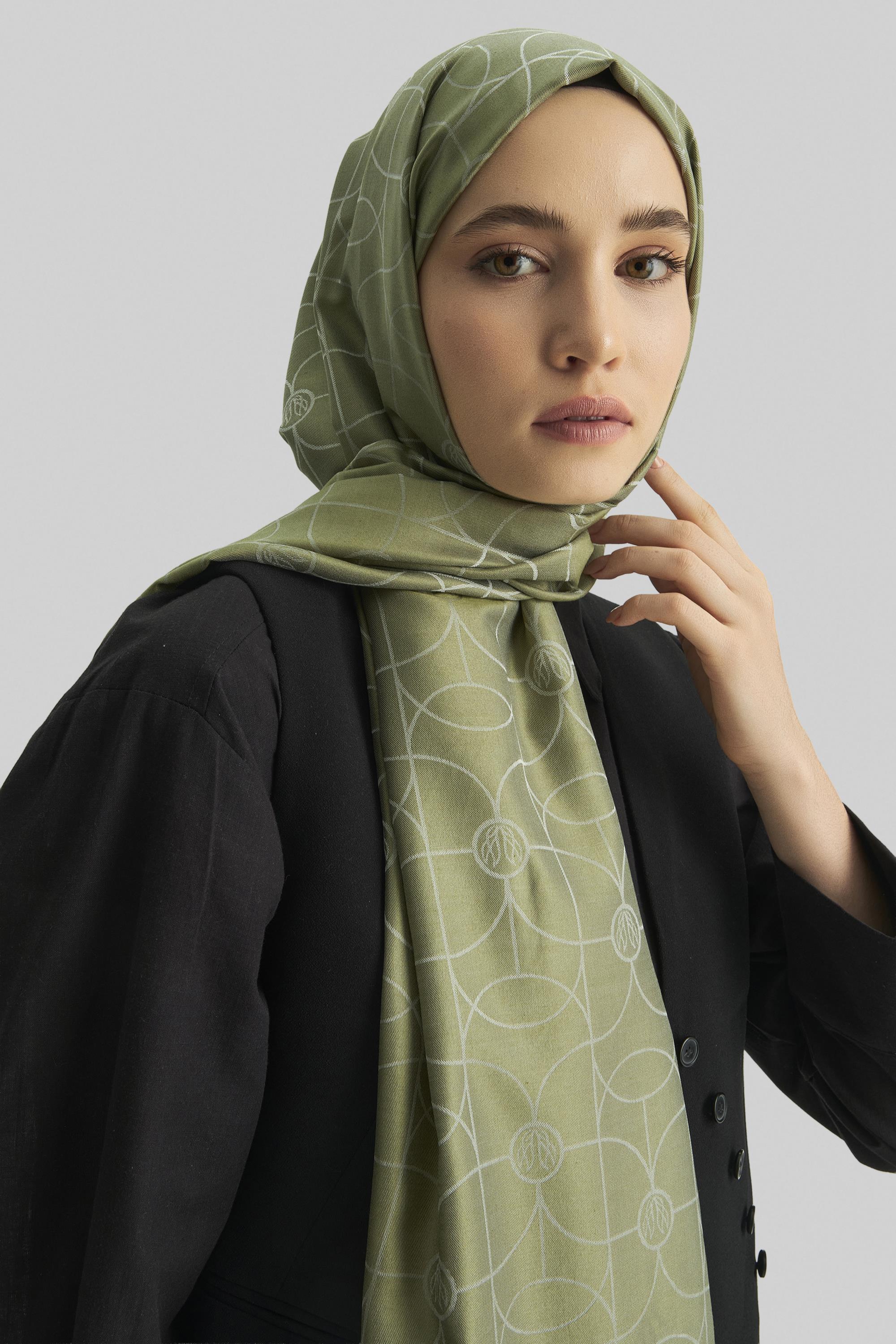 RİND%100 İPEK JAKARLI ŞAL-HAKİ