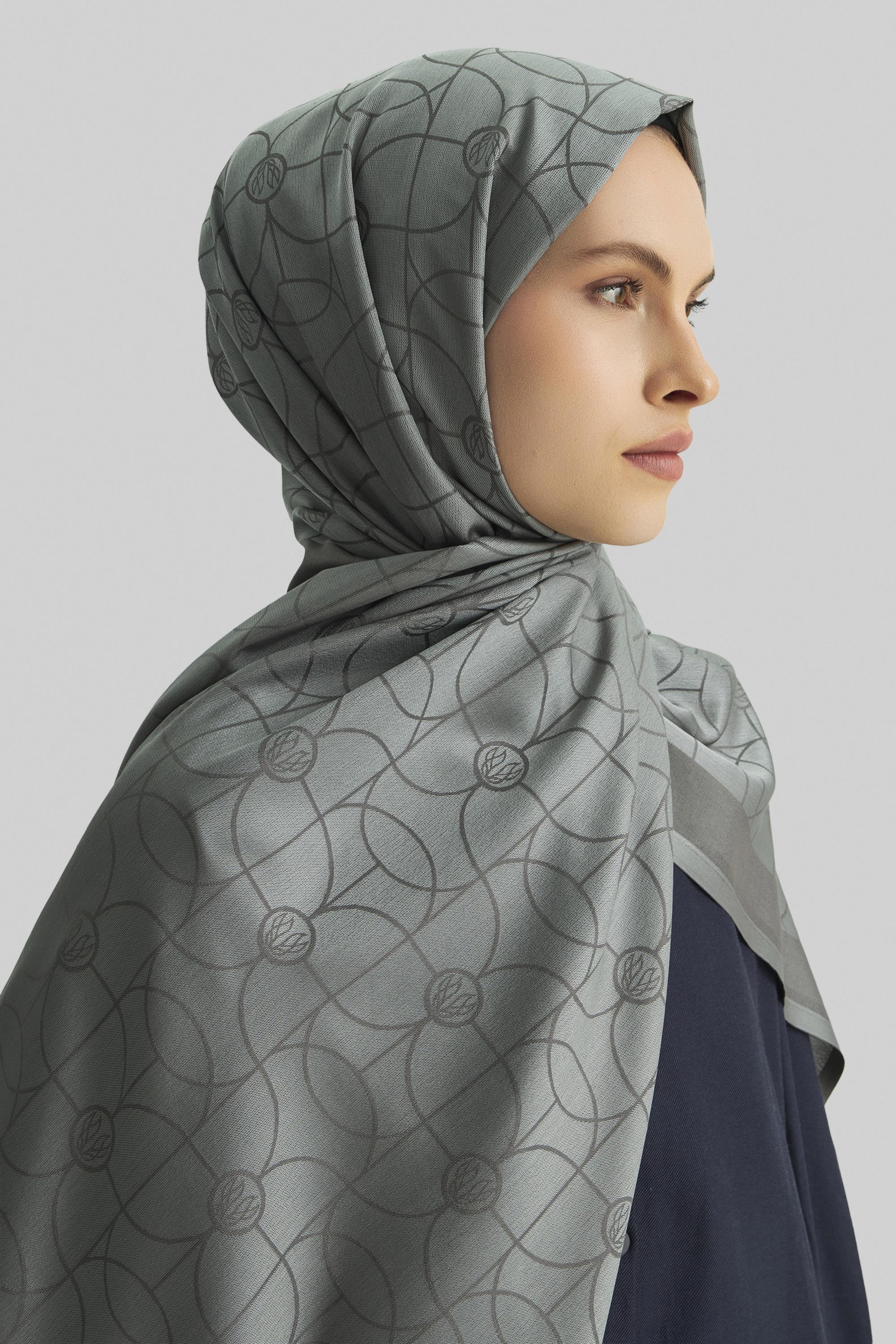 RİND%100 İPEK JAKARLI ŞAL-KOYU GRİ