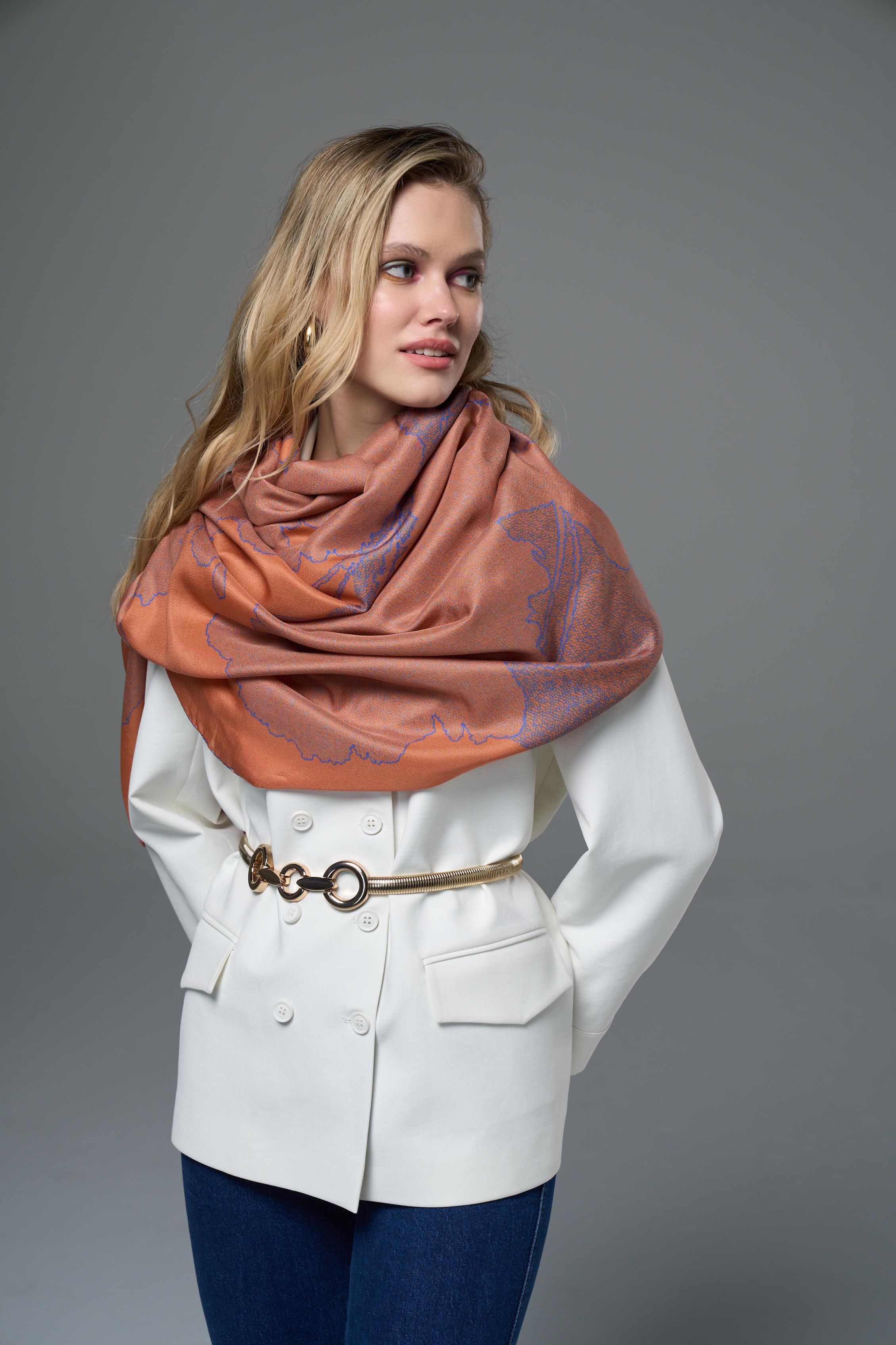 ROZE PAMUK İPEK ŞAL 70*190 – TURUNCU 